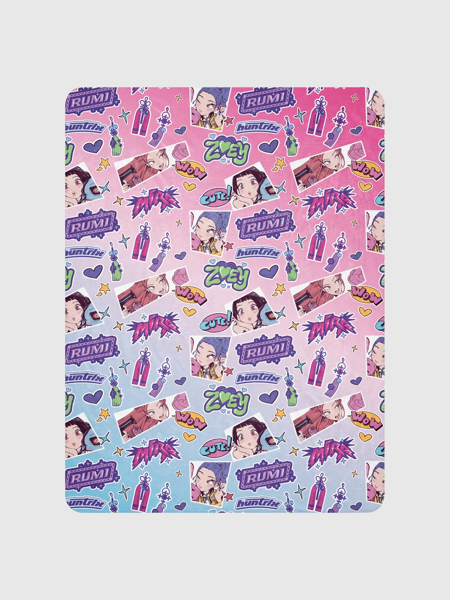 KPop Demon Hunters Sherpa Blanket HUNTR/X Sticker Inspired - Image 6