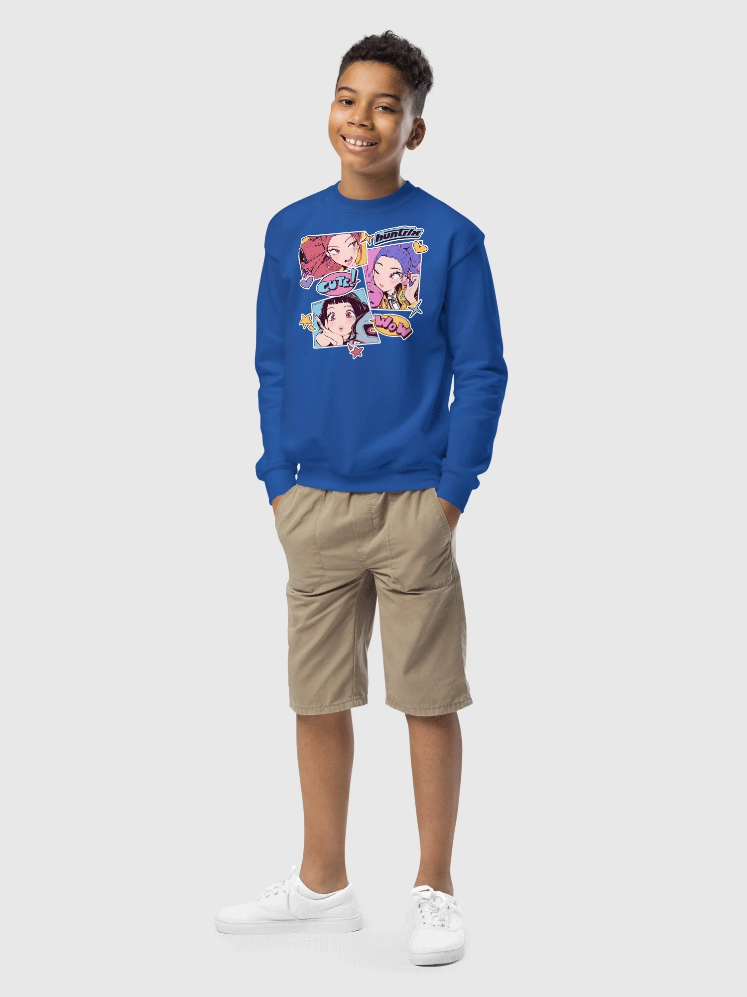 KPop Demon Hunters Youth Sweatshirt HUNTR/X Sticker Inspired - Image 4