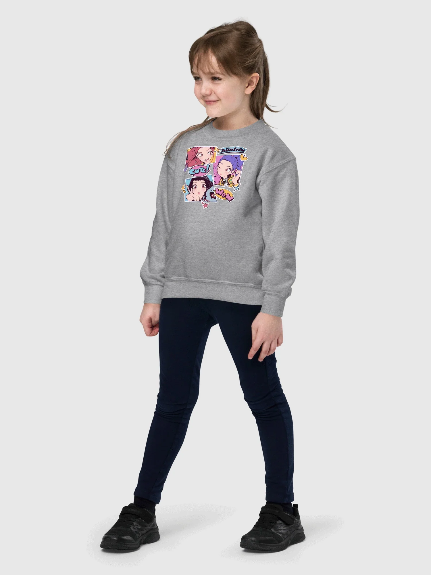 KPop Demon Hunters Youth Sweatshirt HUNTR/X Sticker Inspired - Image 5