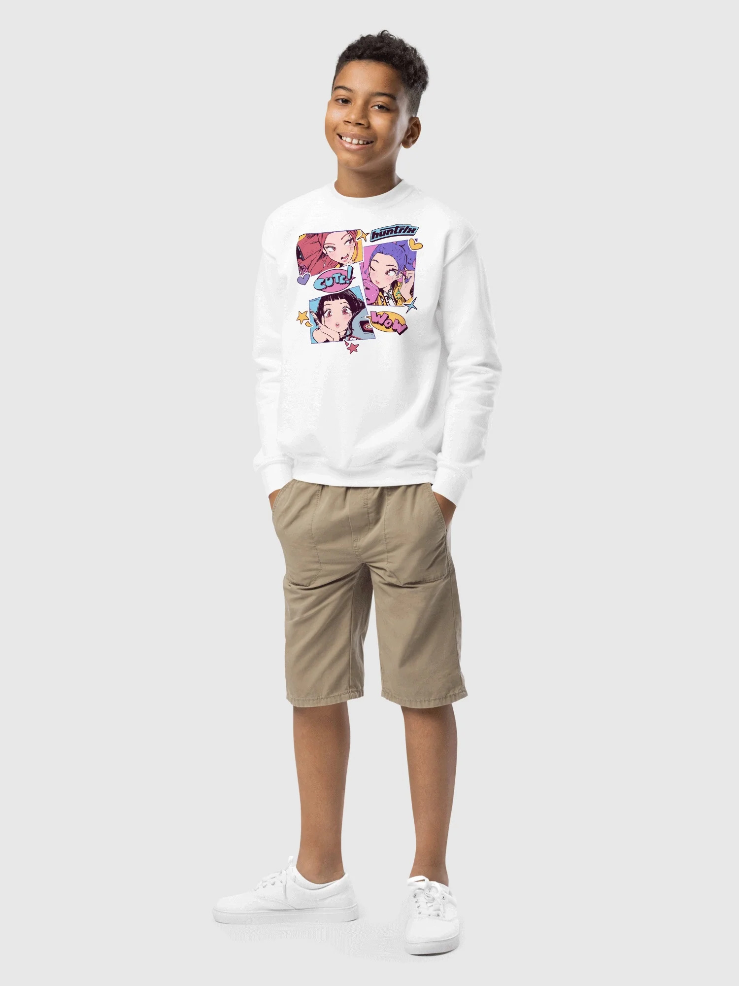 KPop Demon Hunters Youth Sweatshirt HUNTR/X Sticker Inspired - Image 6