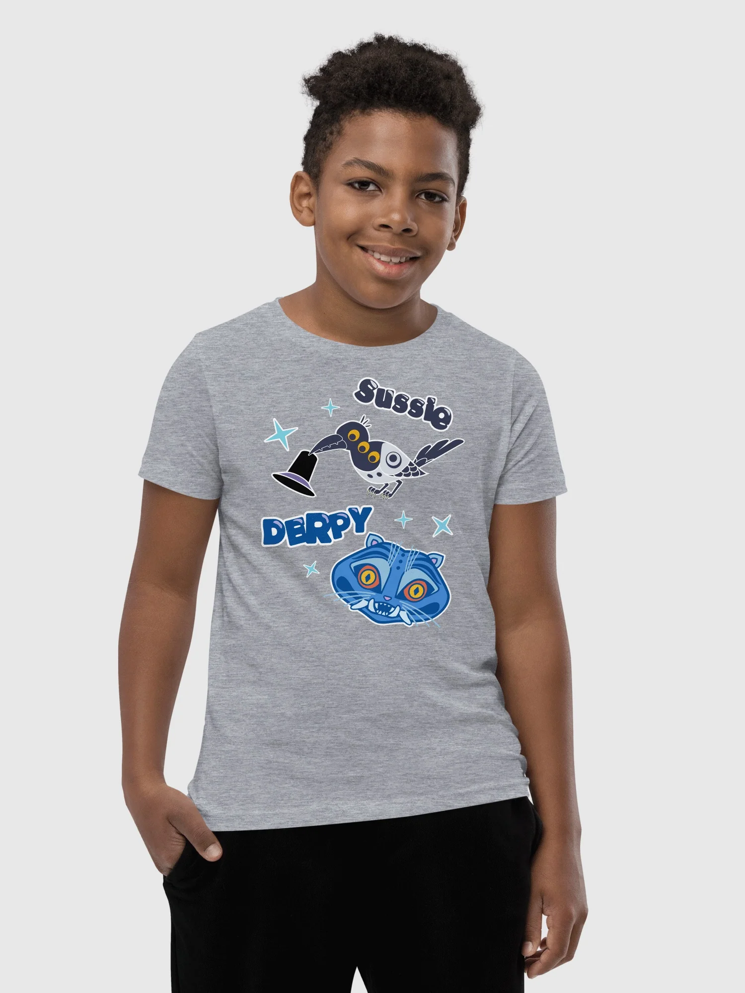 KPop Demon Hunters Kids T-Shirt Sussie and Derpy Tiger Sticker Inspired - Image 4