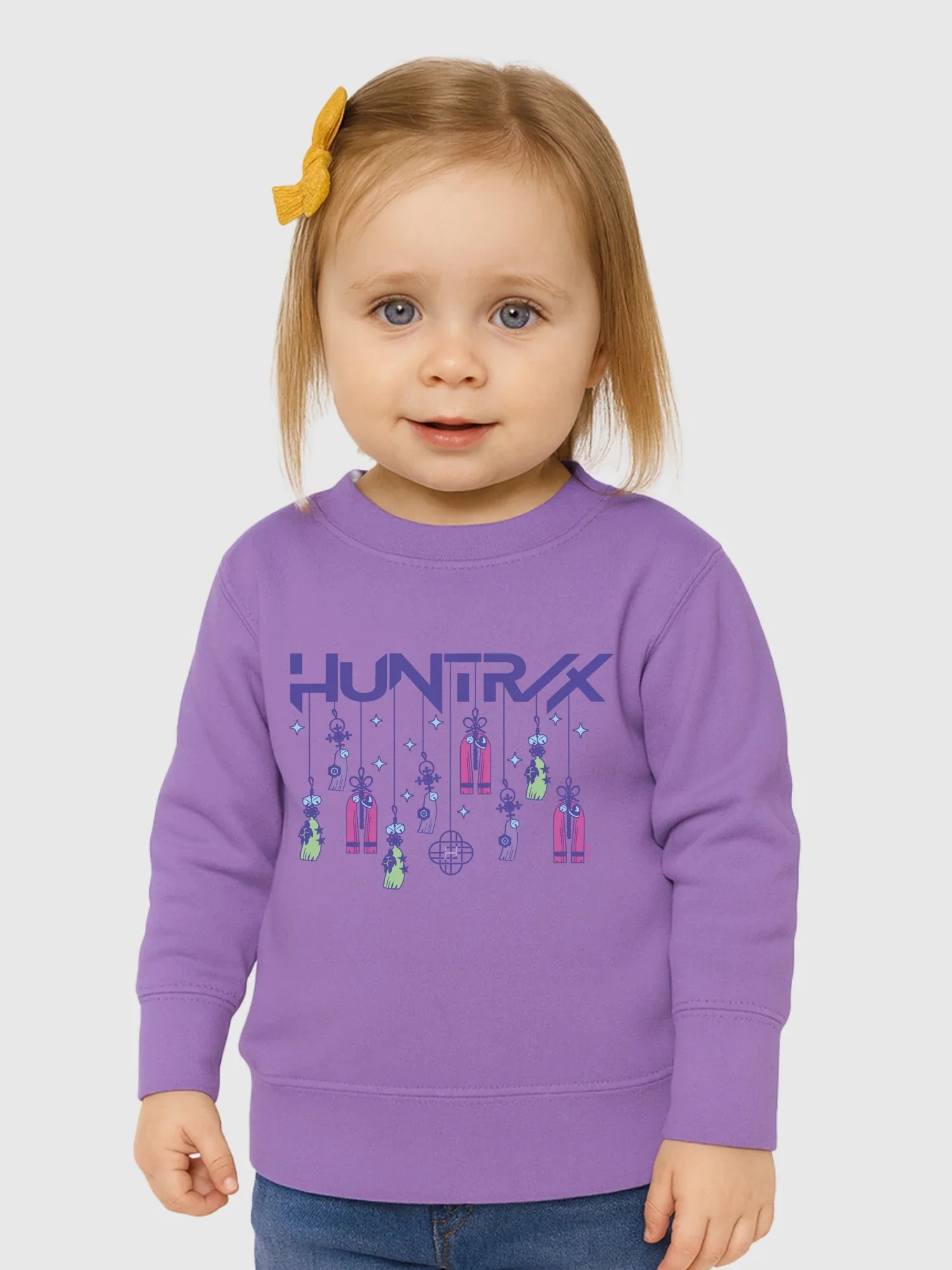 KPop Demon Hunters Toddler Crewneck Sweatshirt HUNTR/X Holiday Charms - Image 5