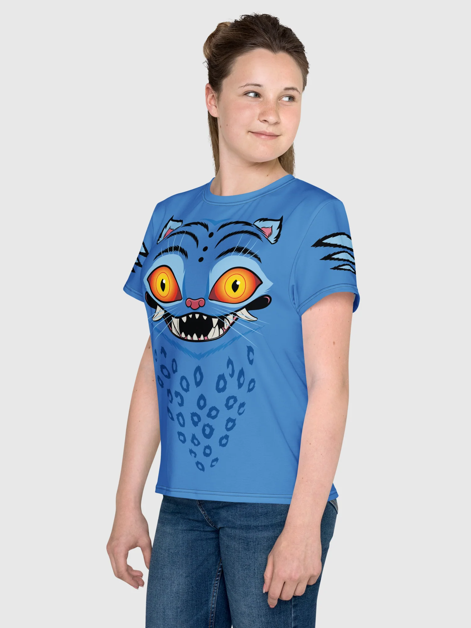 KPop Demon Hunters Youth T-Shirt Derpy Tiger Stripes - Image 3