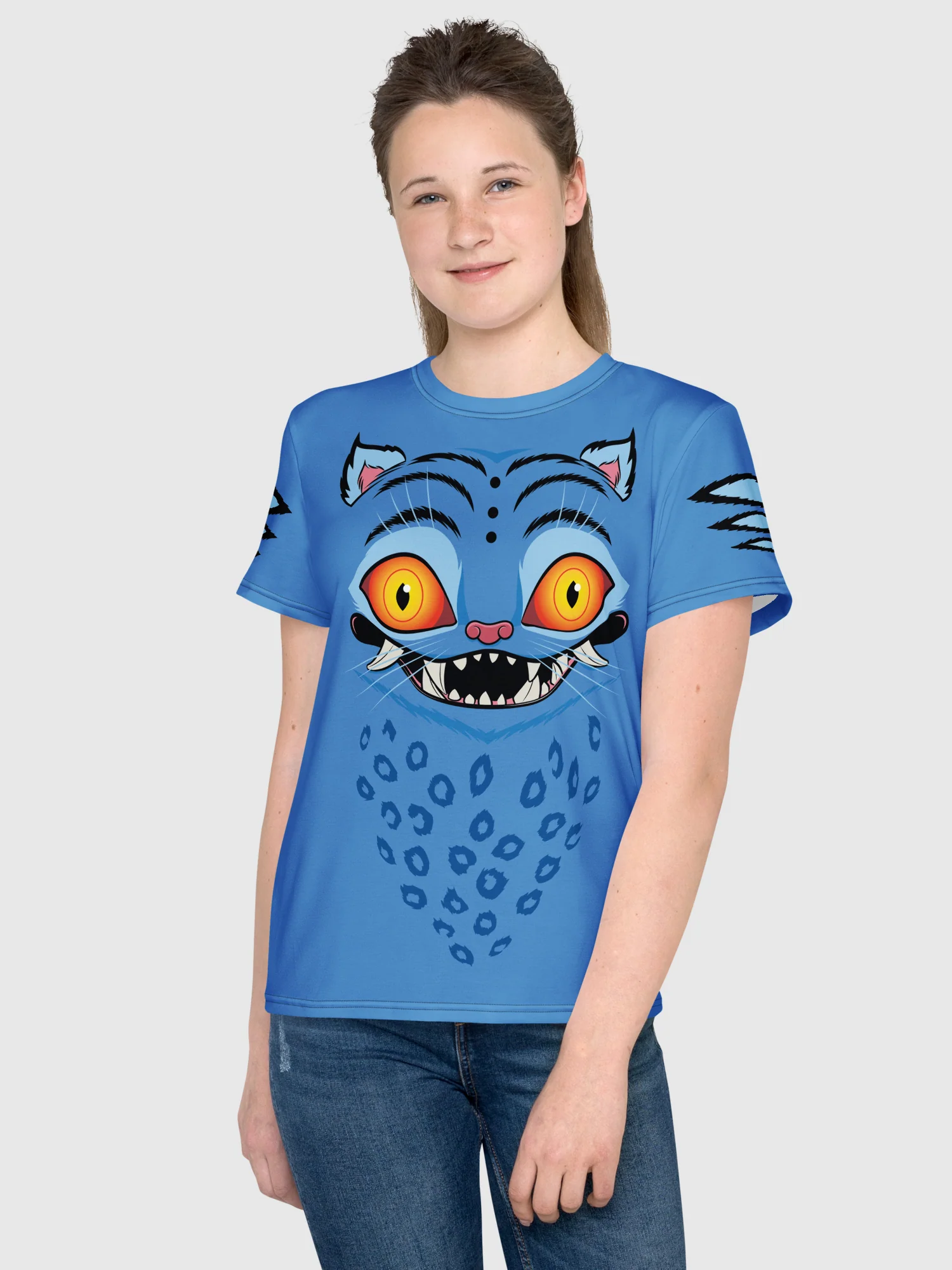 KPop Demon Hunters Youth T-Shirt Derpy Tiger Stripes - Image 4
