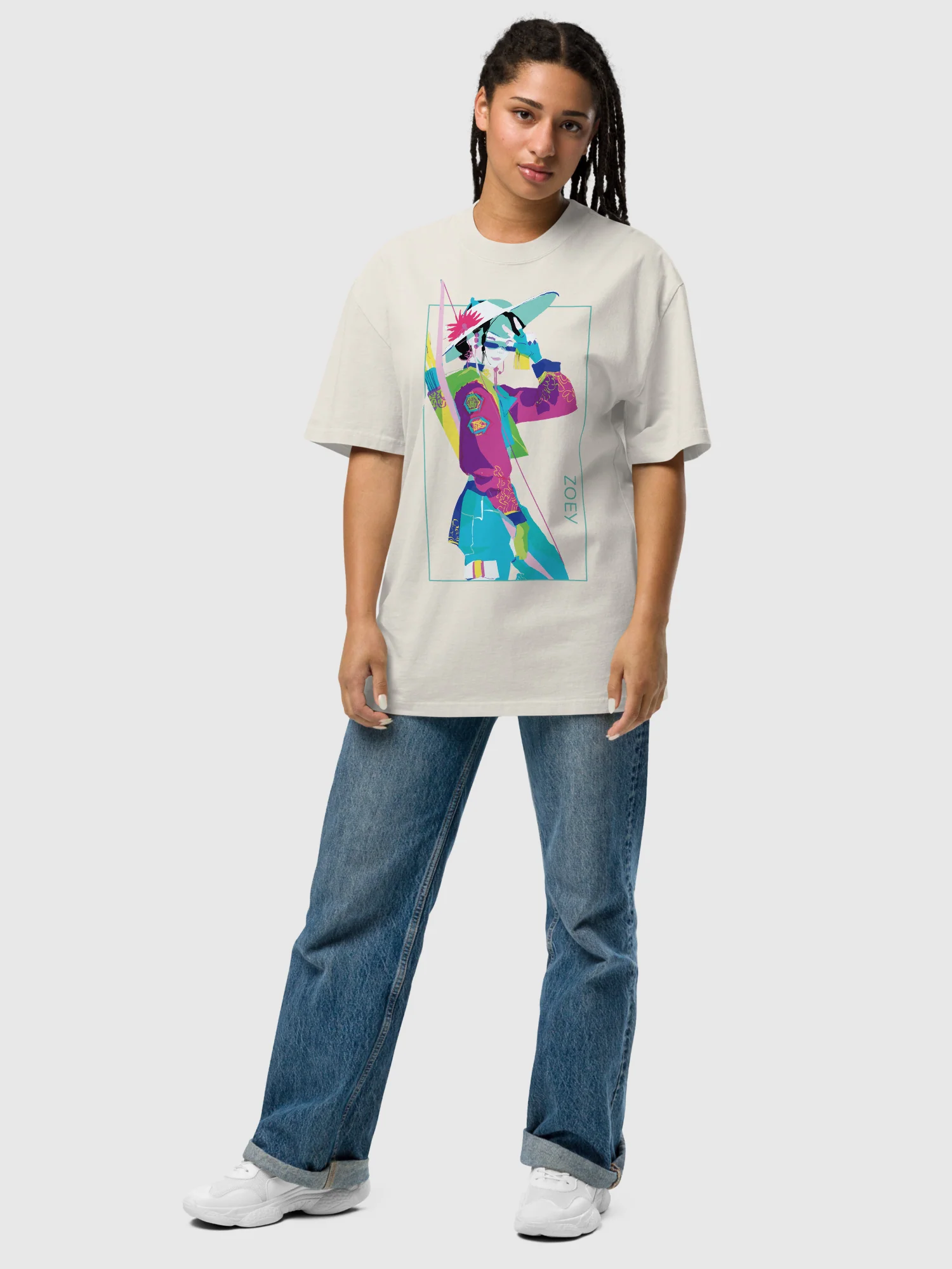 KPop Demon Hunters Zoey Girl Crush Oversized T-Shirt - Image 4
