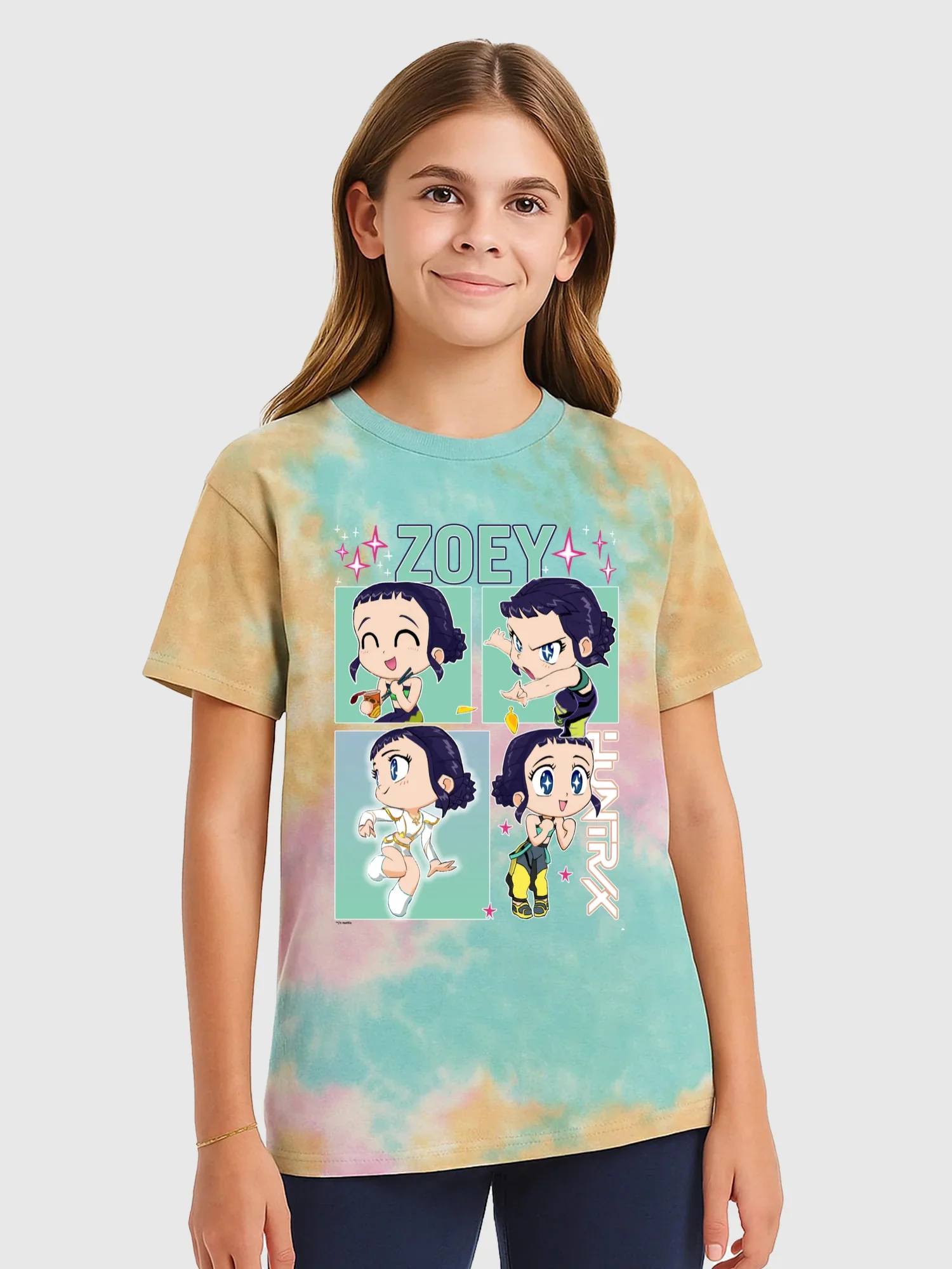 KPop Demon Hunters Zoey Tie-Dye Kids T-Shirt - Image 3