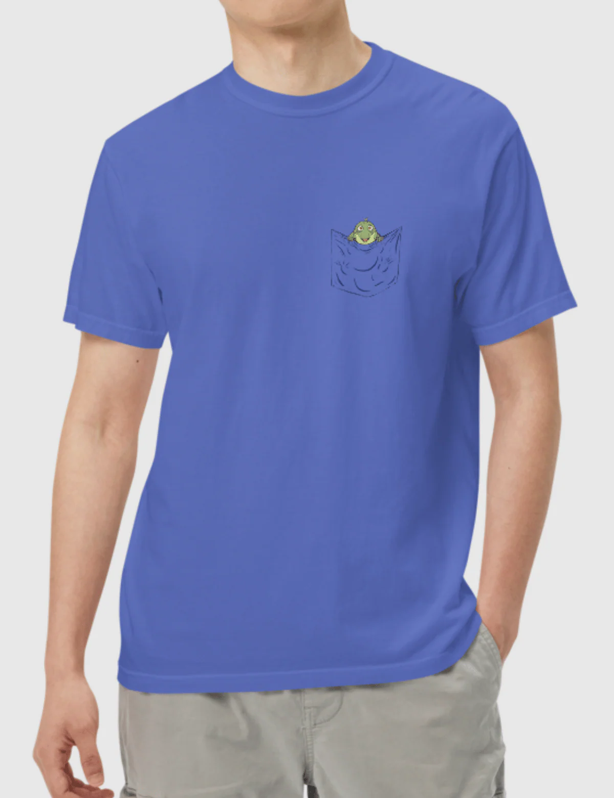 Leo Pocket Unisex T-Shirt [Flo Blue] - Image 2