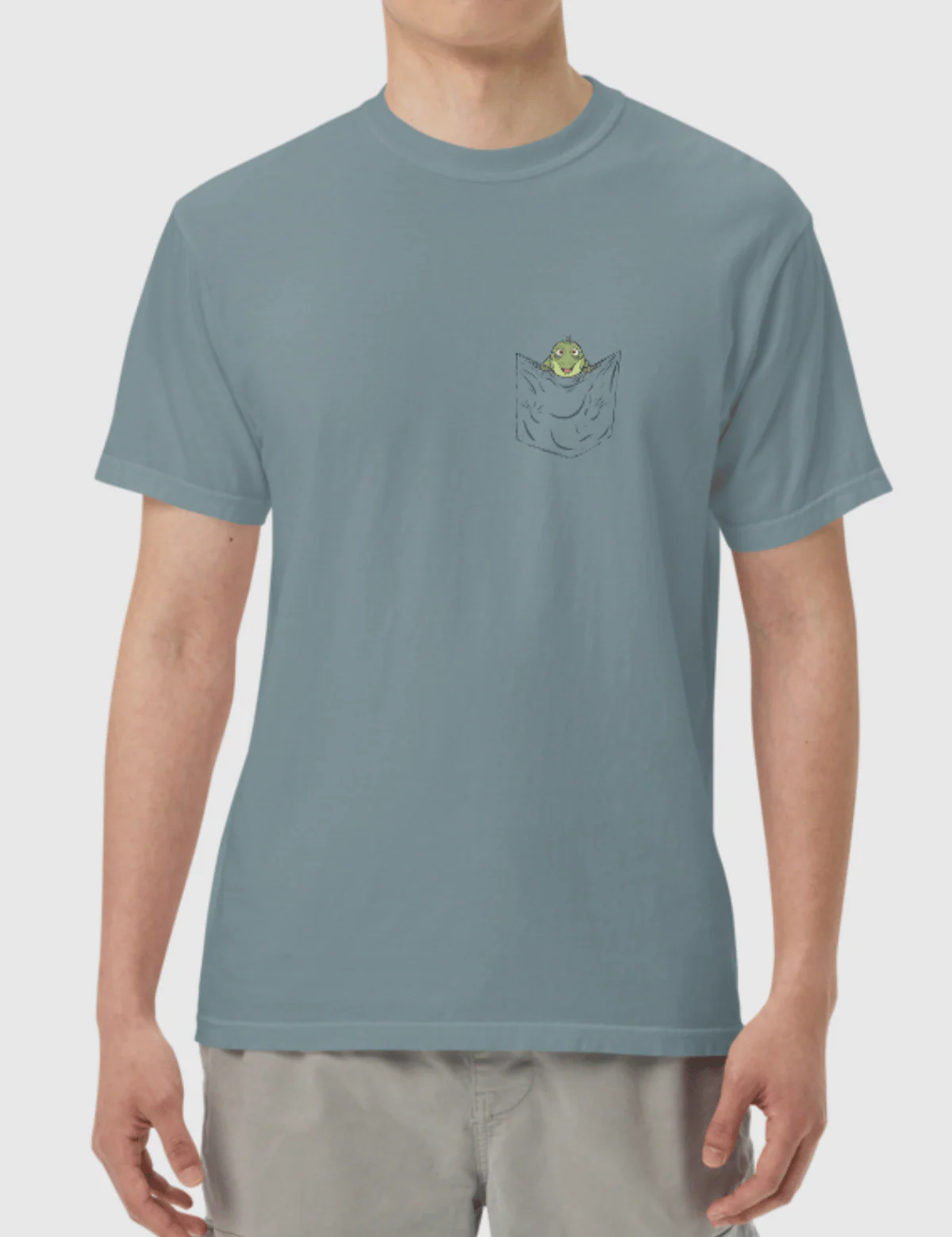 Leo Pocket Unisex T-Shirt [Ice Blue] - Image 2