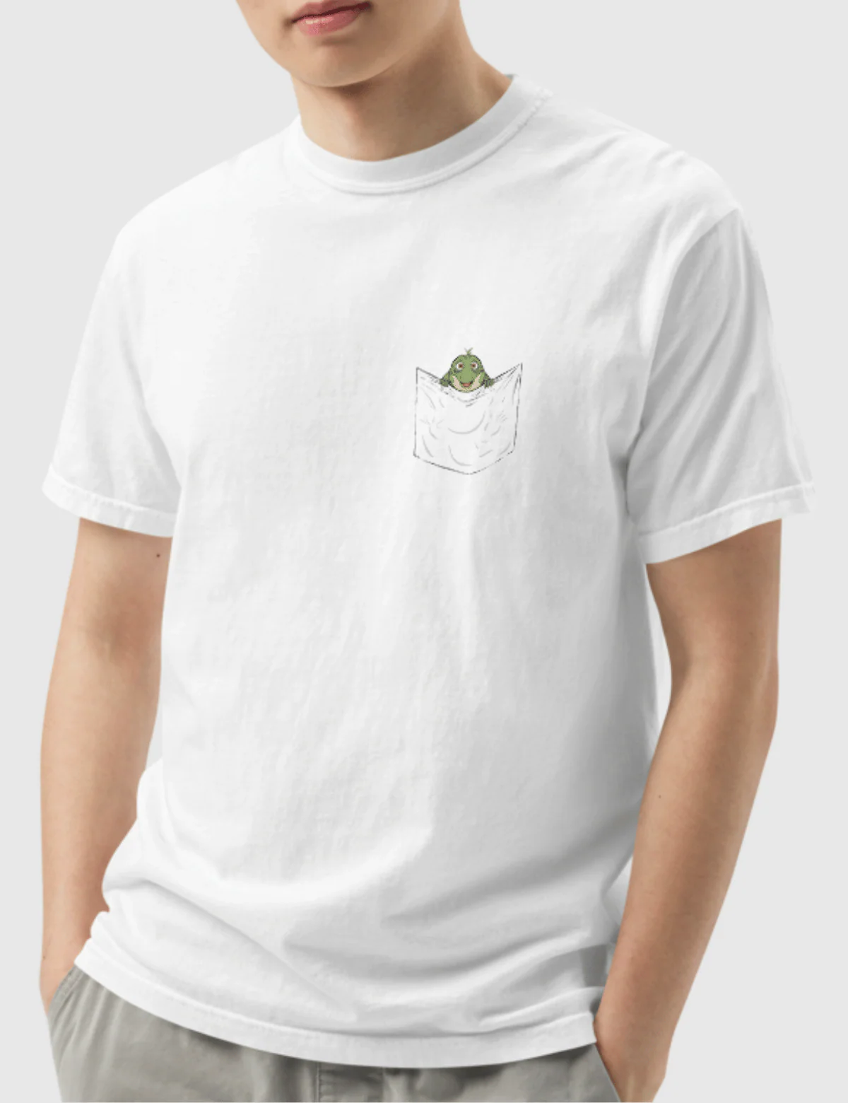 Leo Pocket Unisex T-Shirt [White] - Image 2