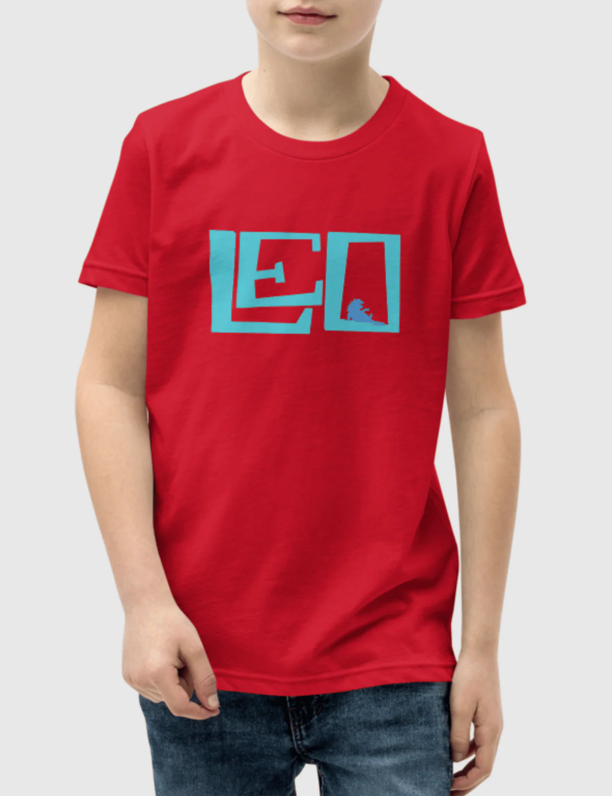 Leo Youth Logo Short Sleeve T-Shirt [Red] - Image 4