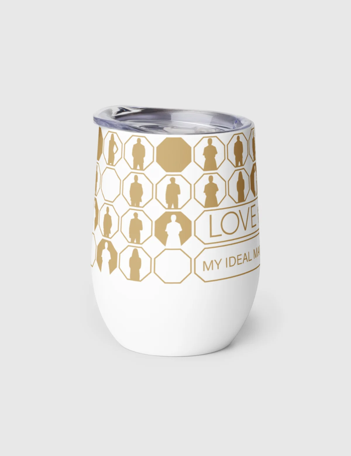Love is Blind "My Ideal Man Is" Wine Tumbler [White] - Image 5
