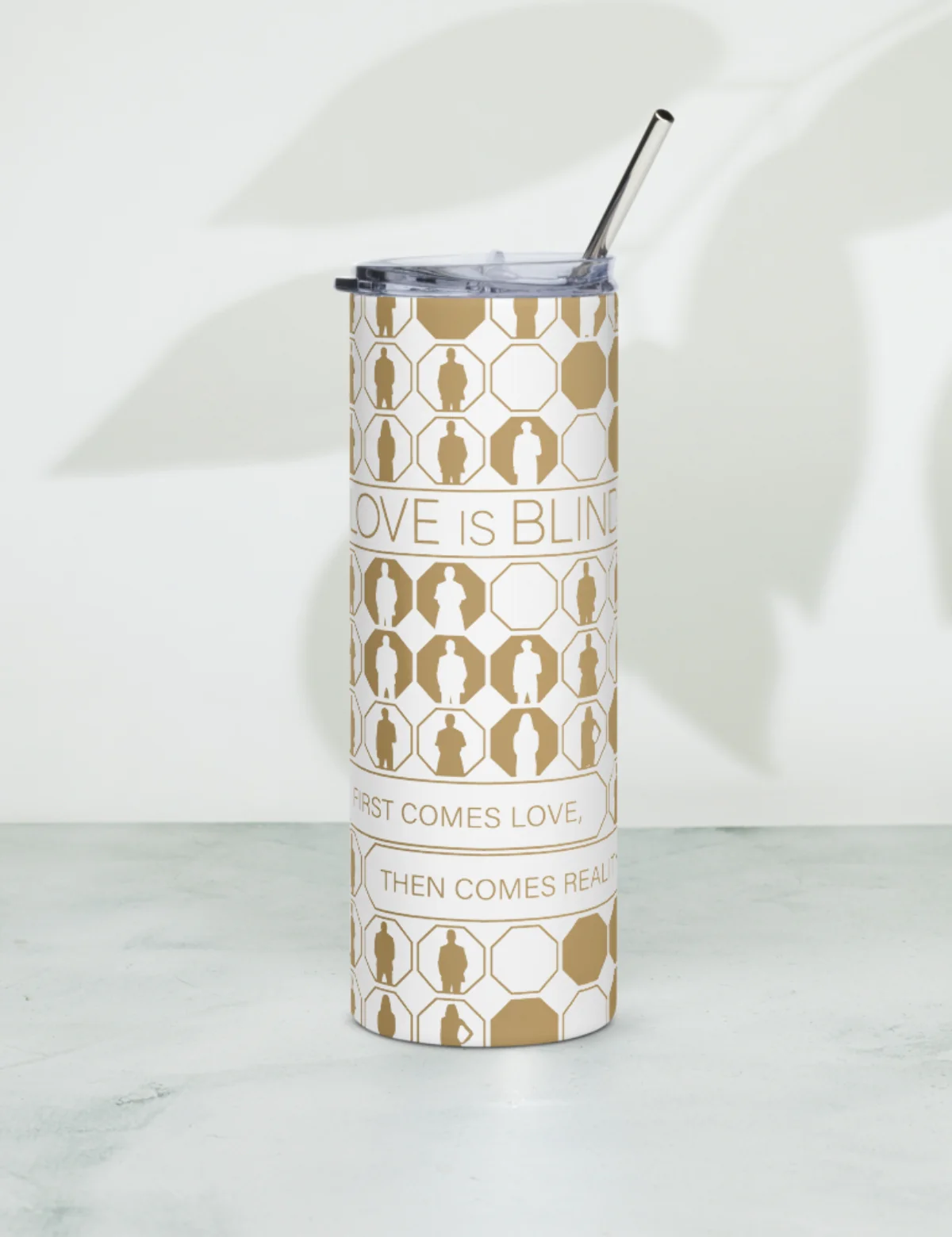Love is Blind "First Comes Love, Then Comes Reality" Stainless Steel Tumbler [White] - Image 8
