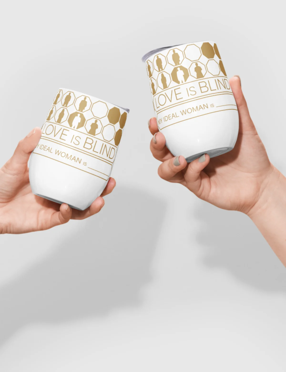 Love is Blind "My Ideal Woman Is" Wine Tumbler [White] - Image 6