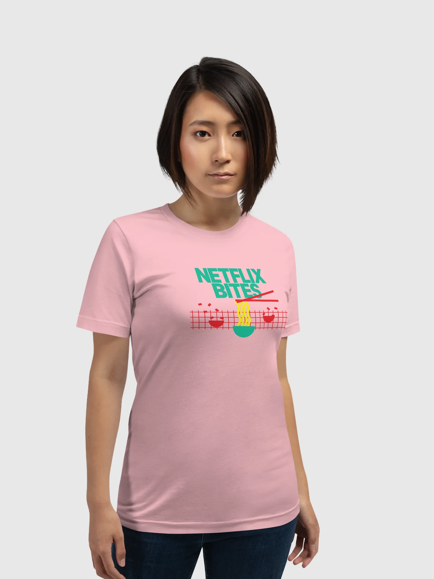 Netflix Bites Exclusive Noodles Unisex T-Shirt [Pink] - Image 3