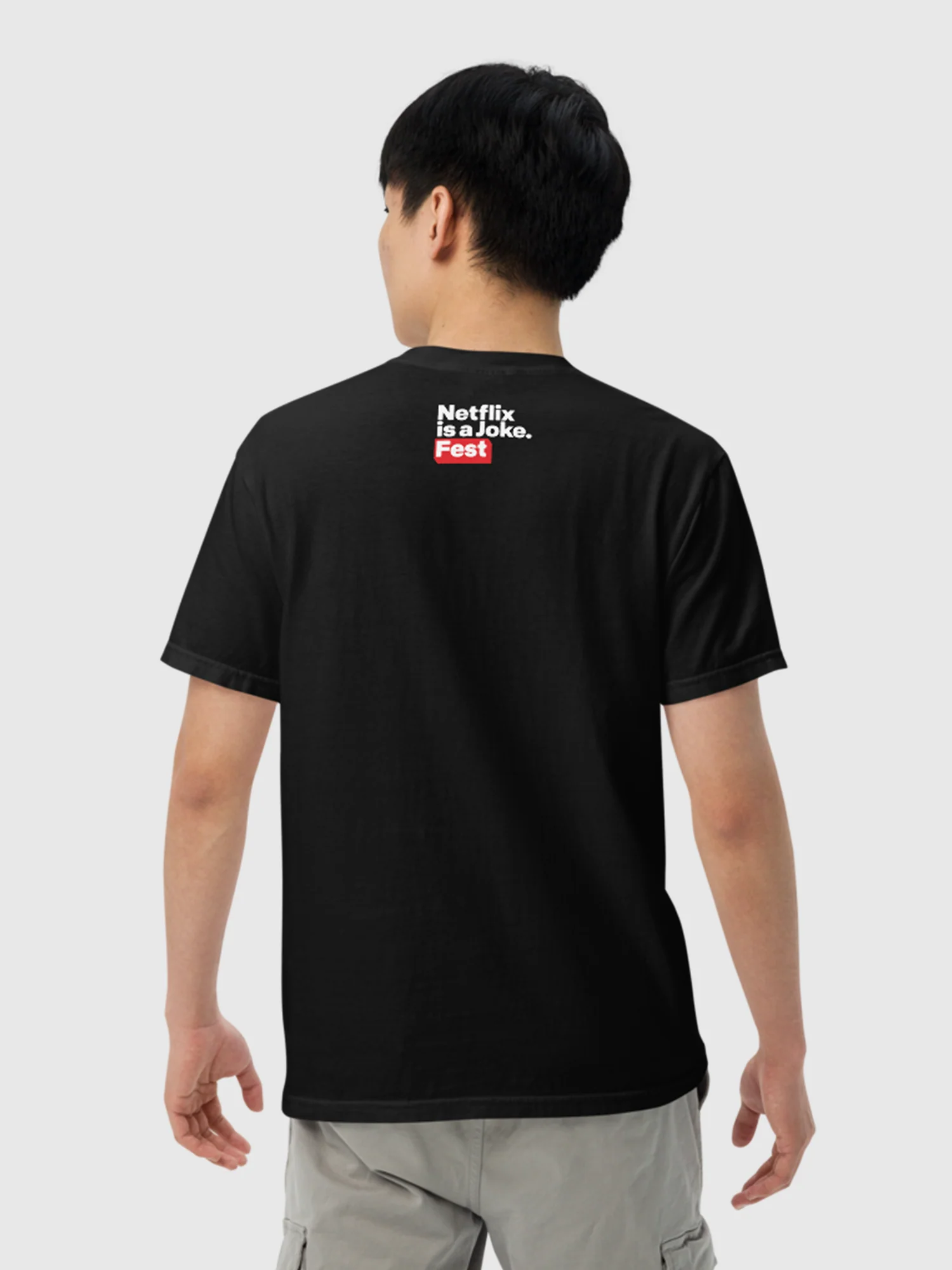 Netflix is A Joke Unisex Heavyweight T-Shirt [Black] - Image 4