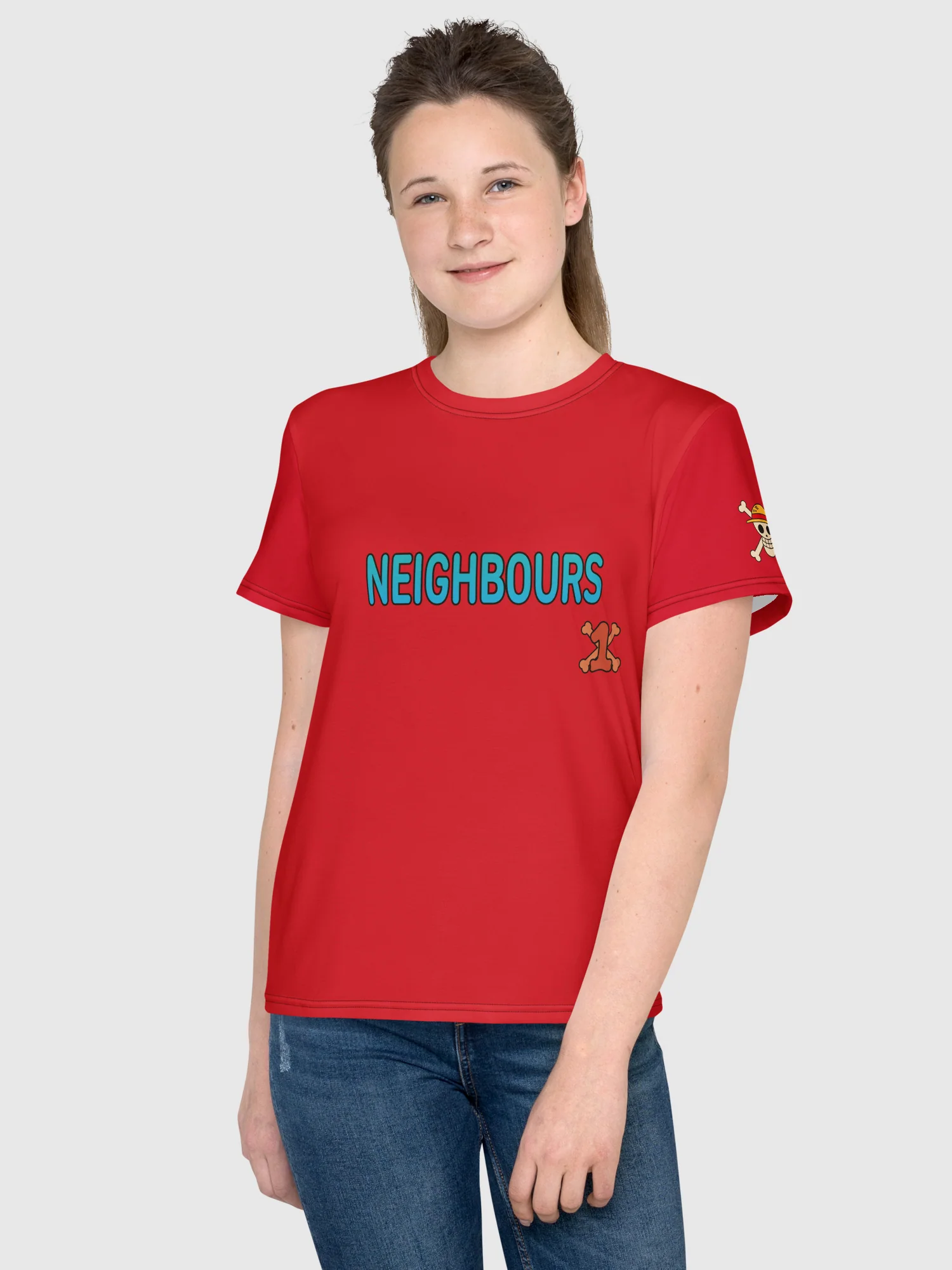 One Piece Youth T-Shirt Straw Hat Neighbours - Image 3