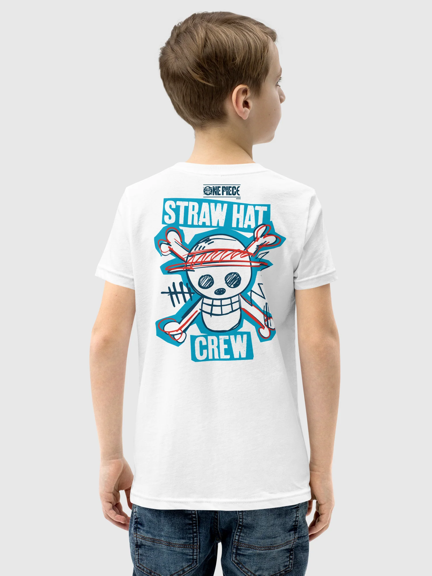 One Piece Personalised Youth T-Shirt Straw Hat Crew Luffy - Image 4