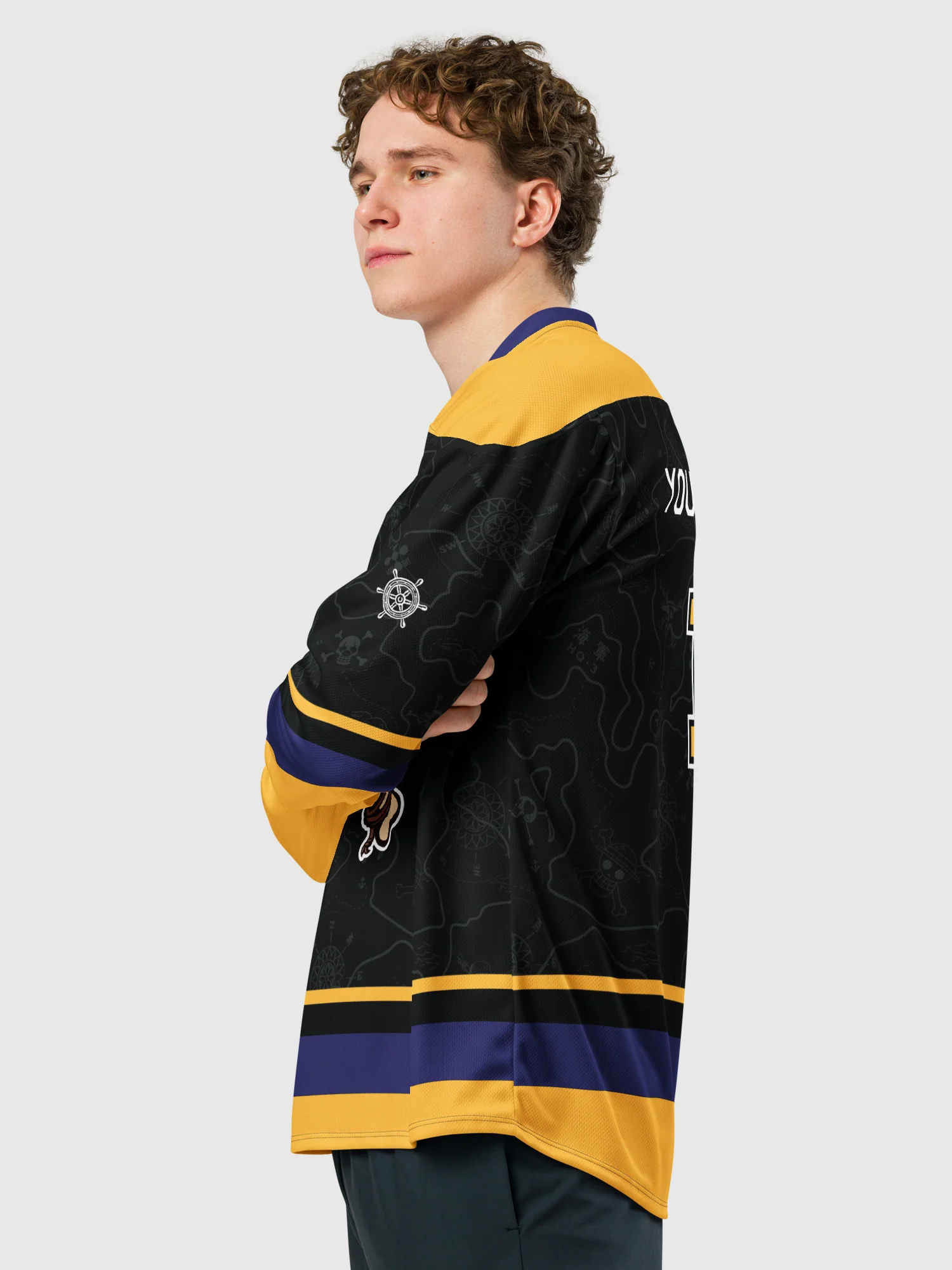 One Piece Personalized Hockey Jersey Straw Hat Pirates - Image 4