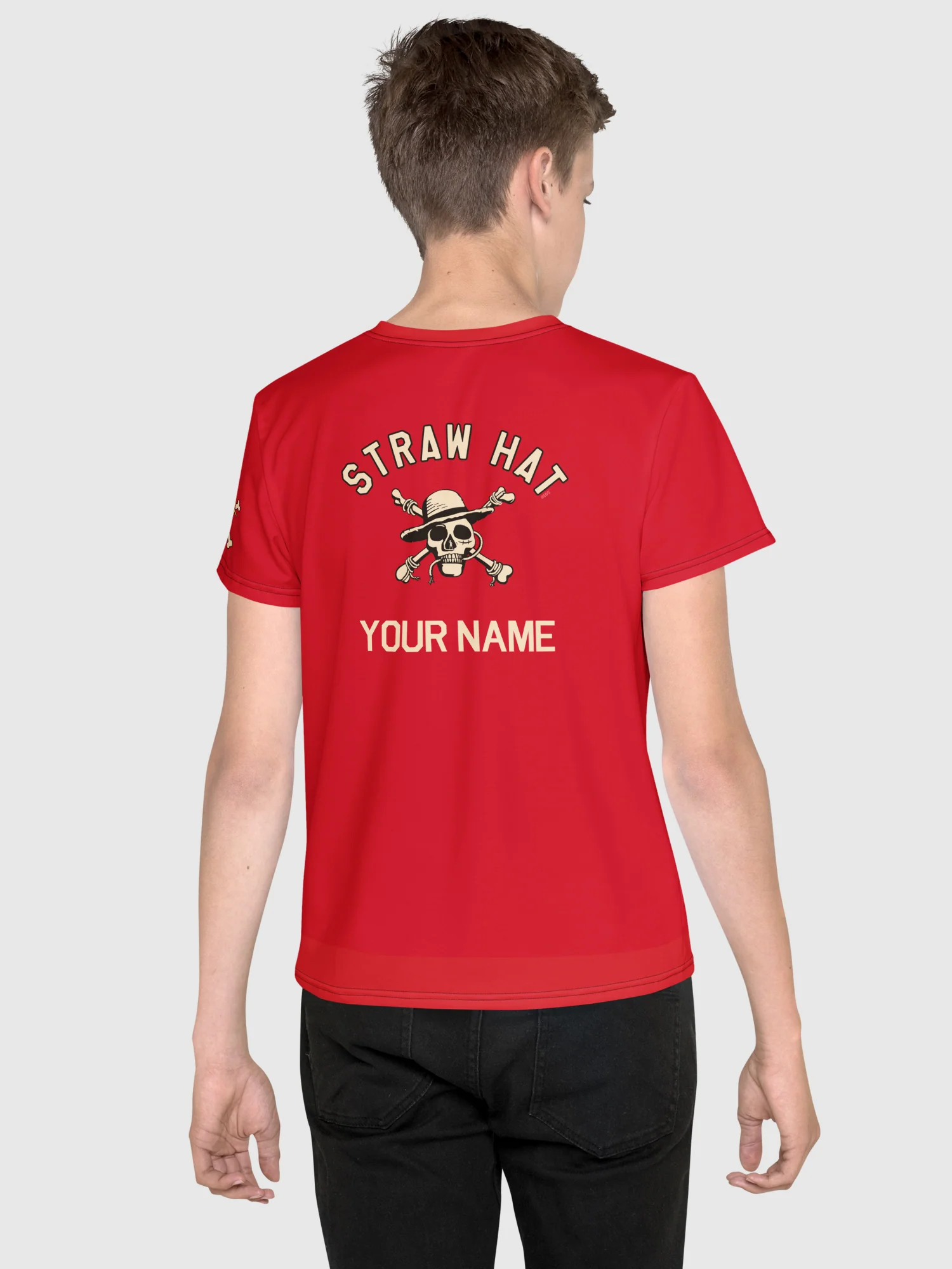 One Piece Personalized Youth T-Shirt Straw Hat Neighbours - Image 3