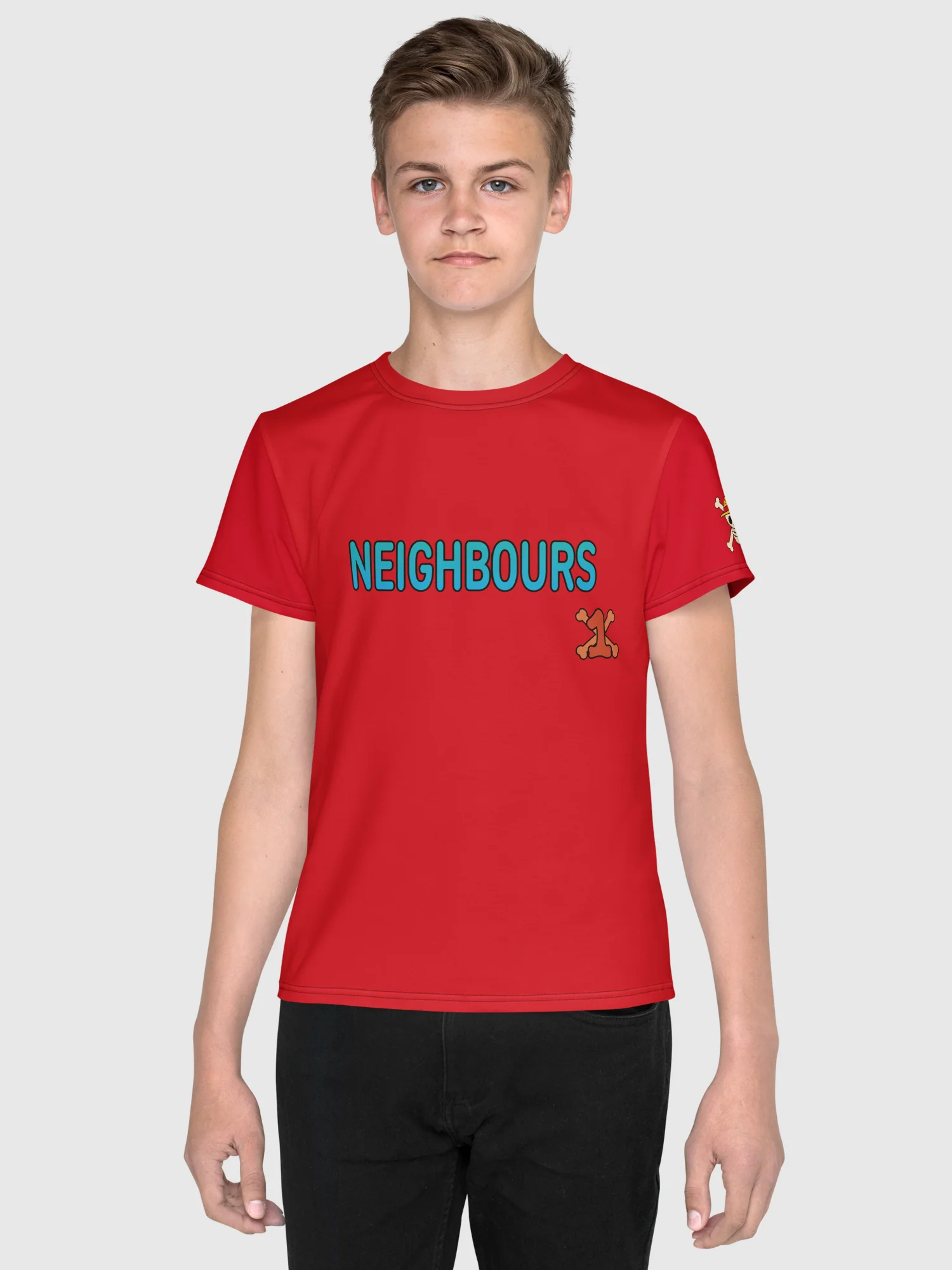 One Piece Personalized Youth T-Shirt Straw Hat Neighbours - Image 4