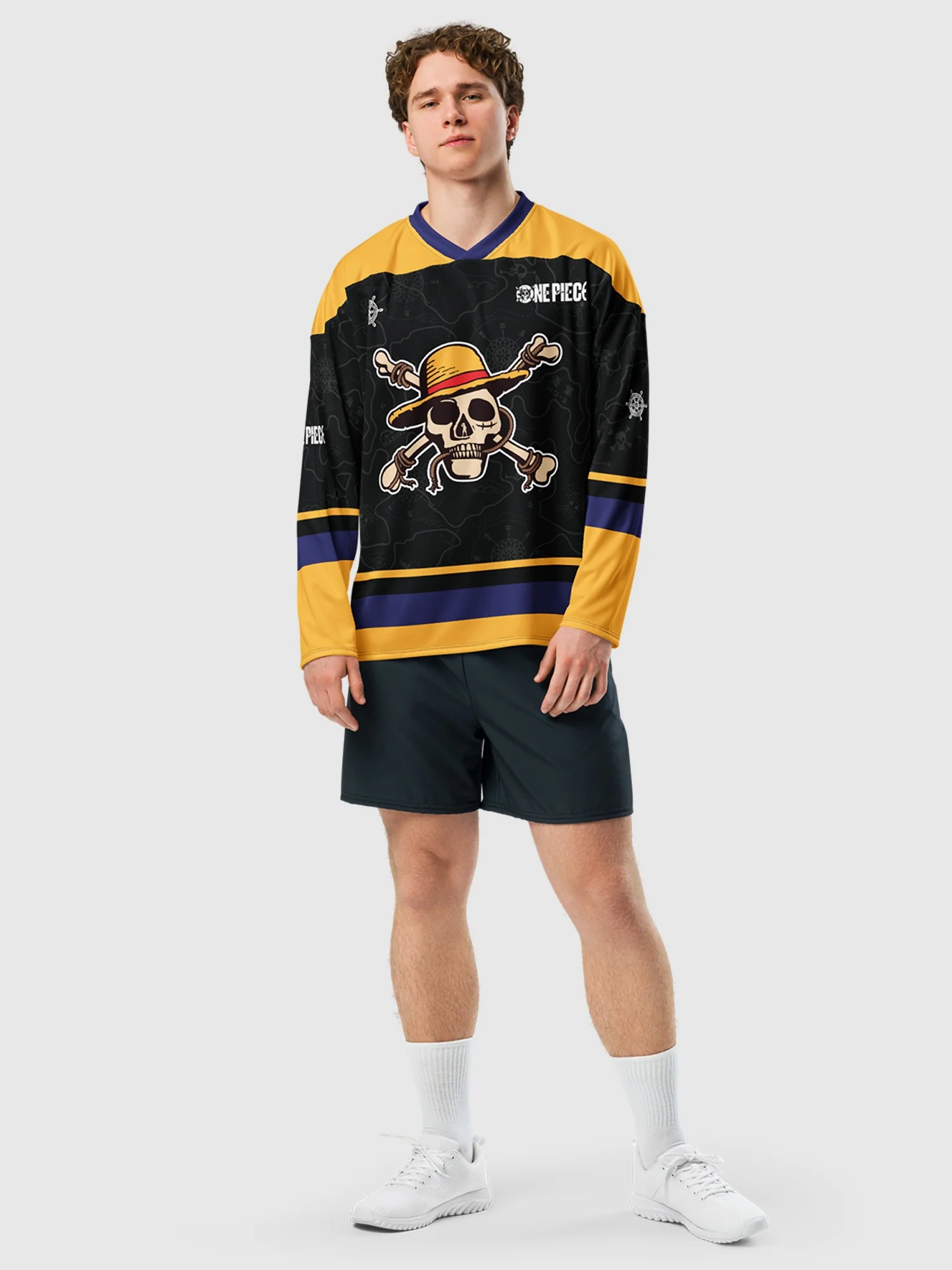 One Piece Straw Hat Pirates Hockey Jersey - Image 3