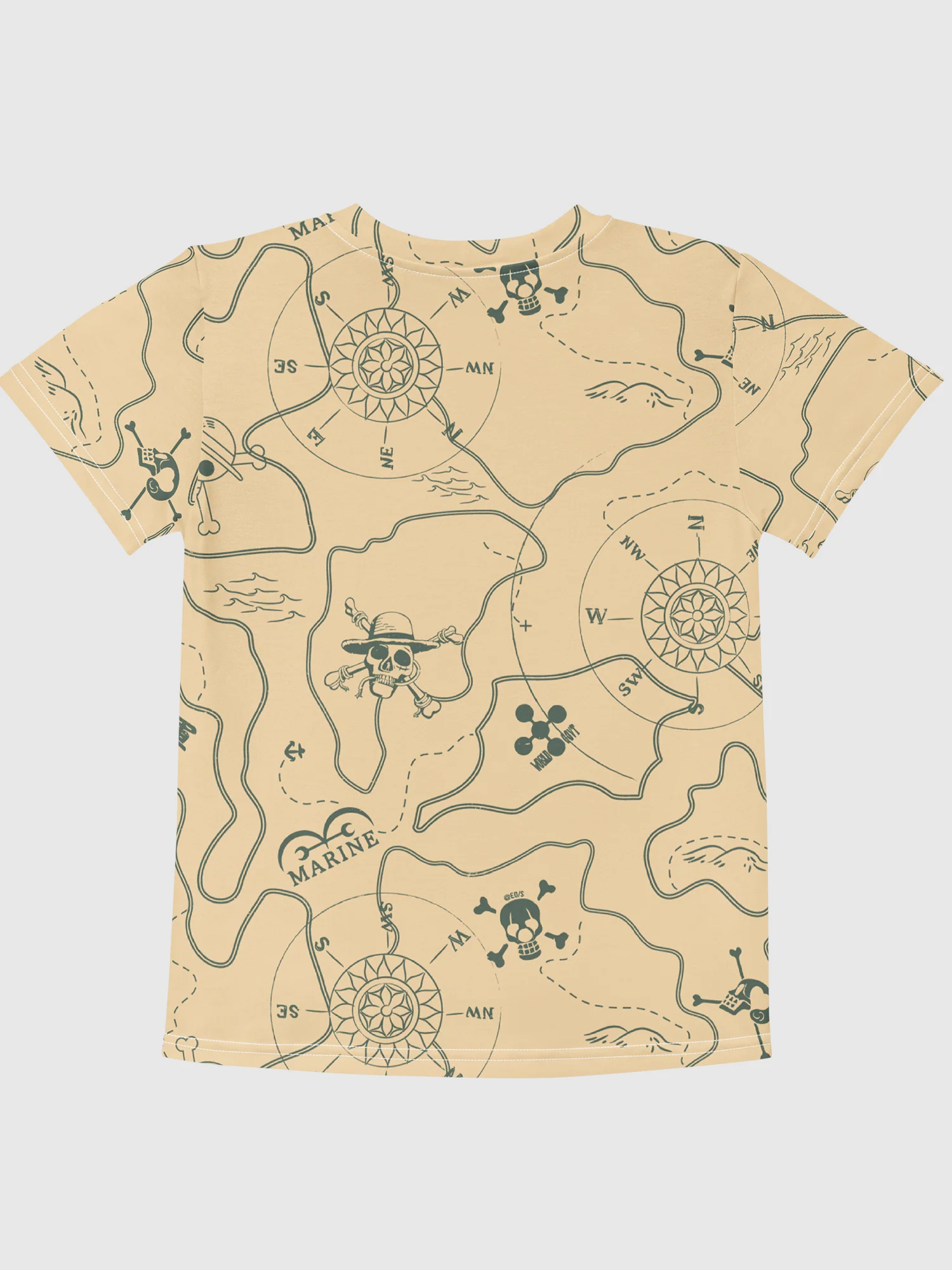 One Piece Youth T-Shirt Chopper Map - Image 2