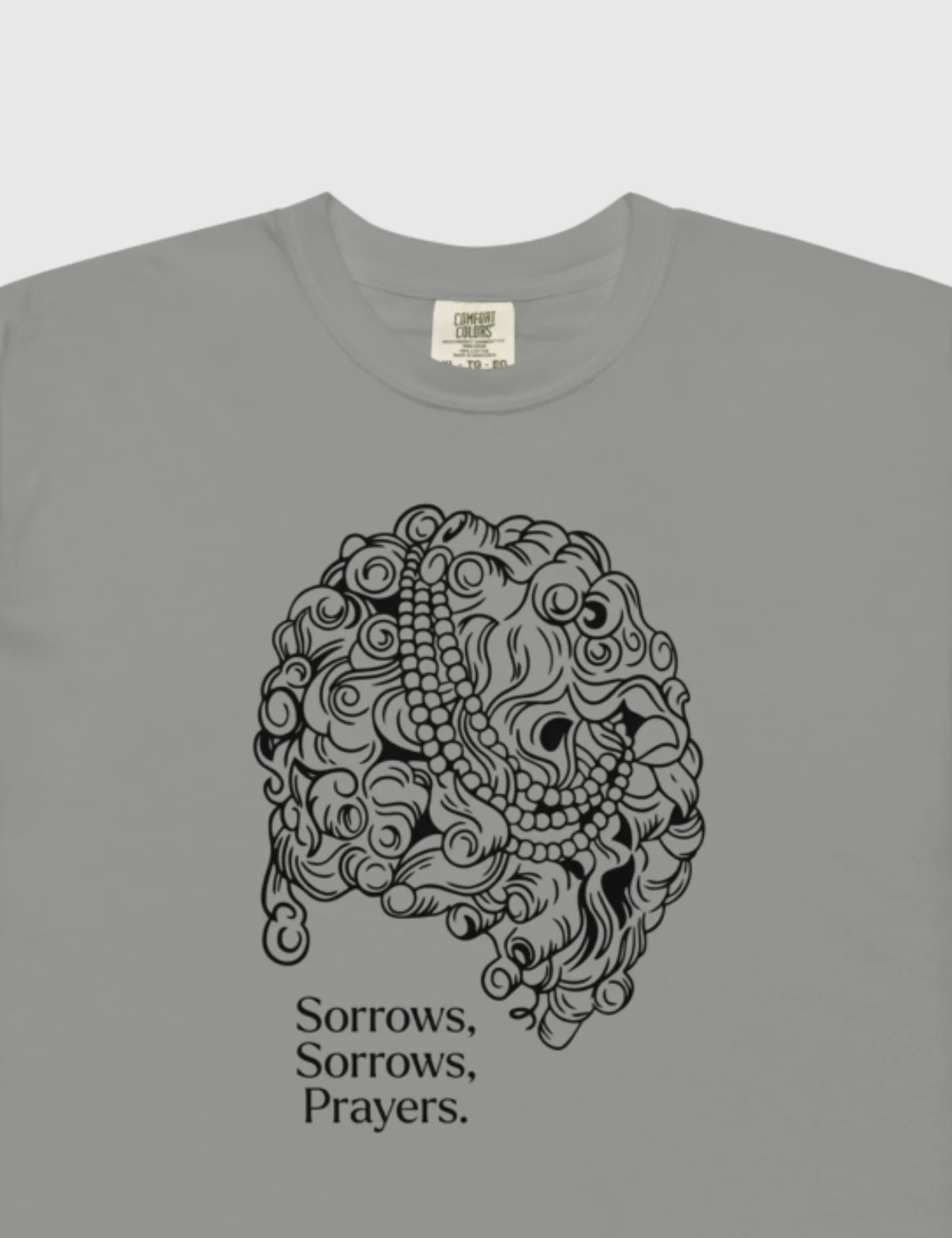 Queen Charlotte 'Sorrows, Sorrows, Prayers' Garment-dyed T-Shirt [Grey] - Image 2