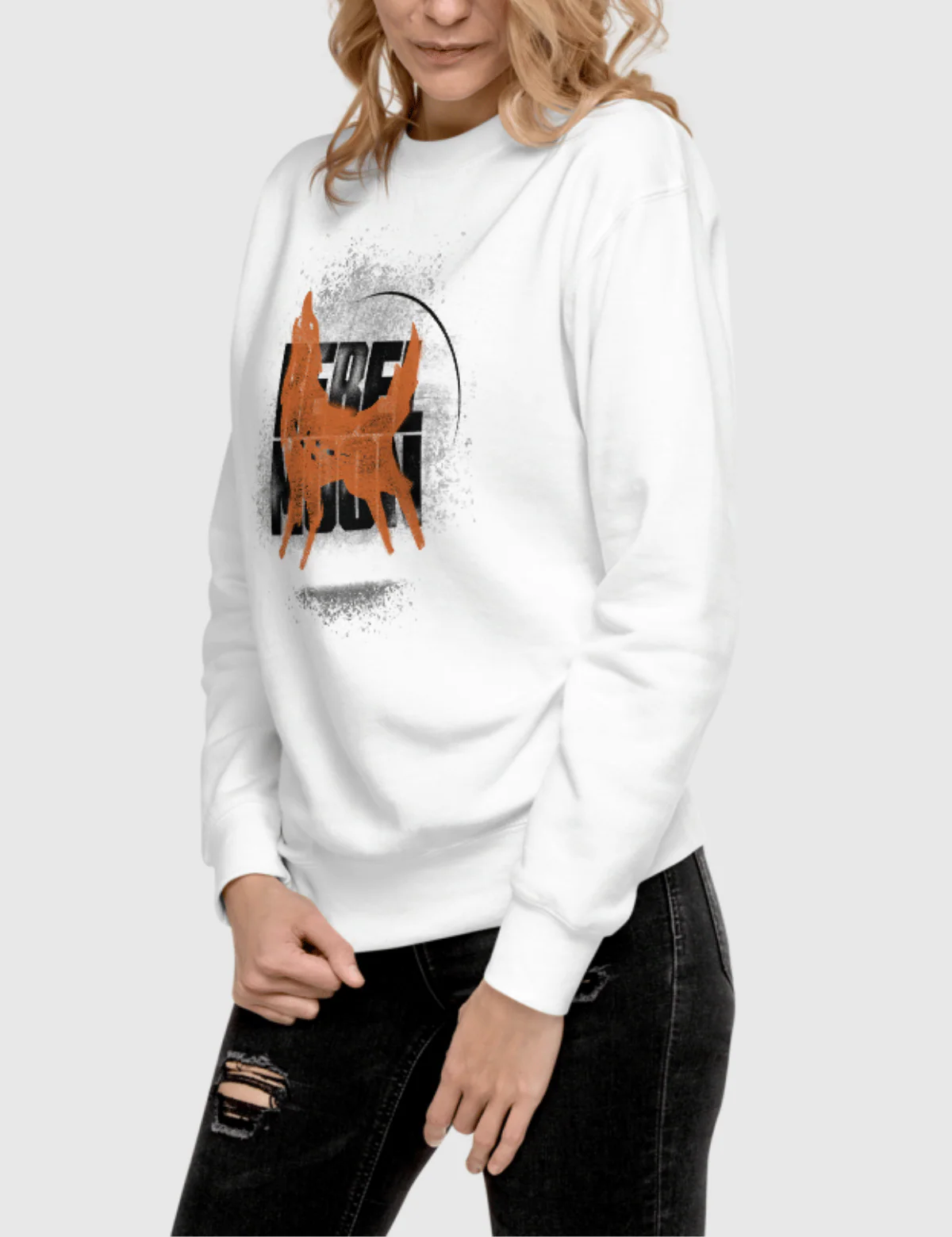 Rebel Moon Kora Logo Unisex Premium Sweatshirt [White] - Image 2