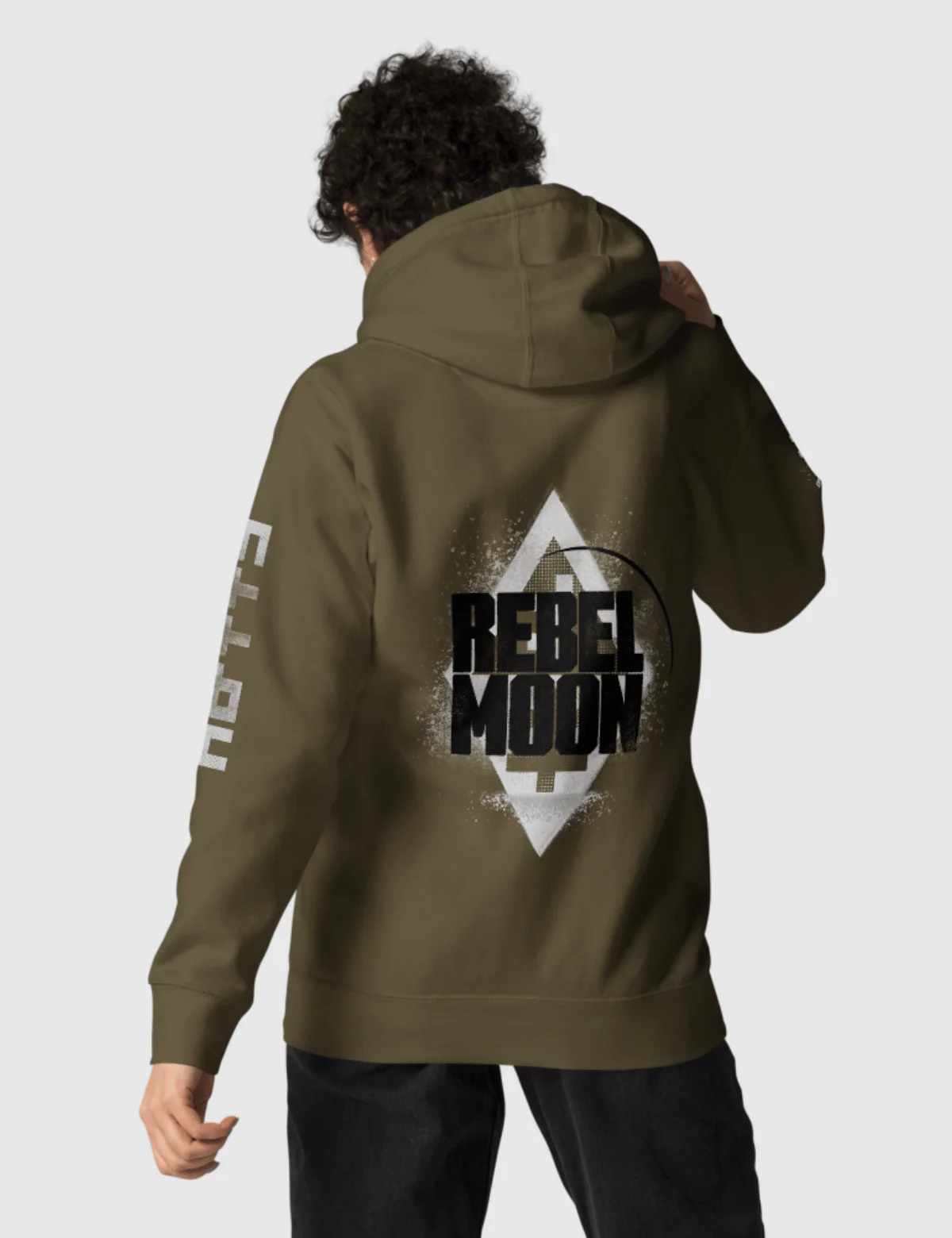 Rebel Moon Logo Unisex Hoodie [Military Green] - Image 3