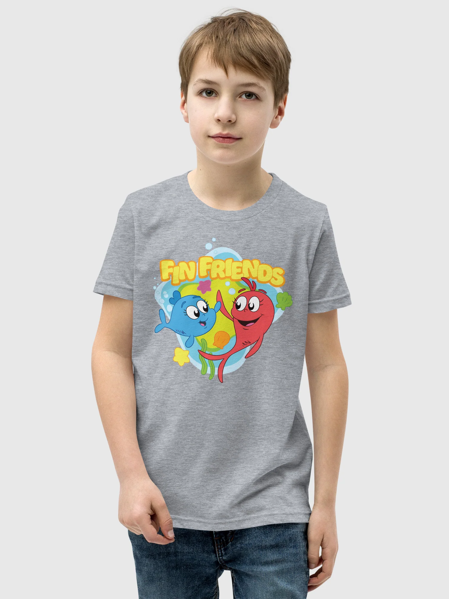 Red Fish, Blue Fish Fin Friends Kids T-Shirt - Image 3