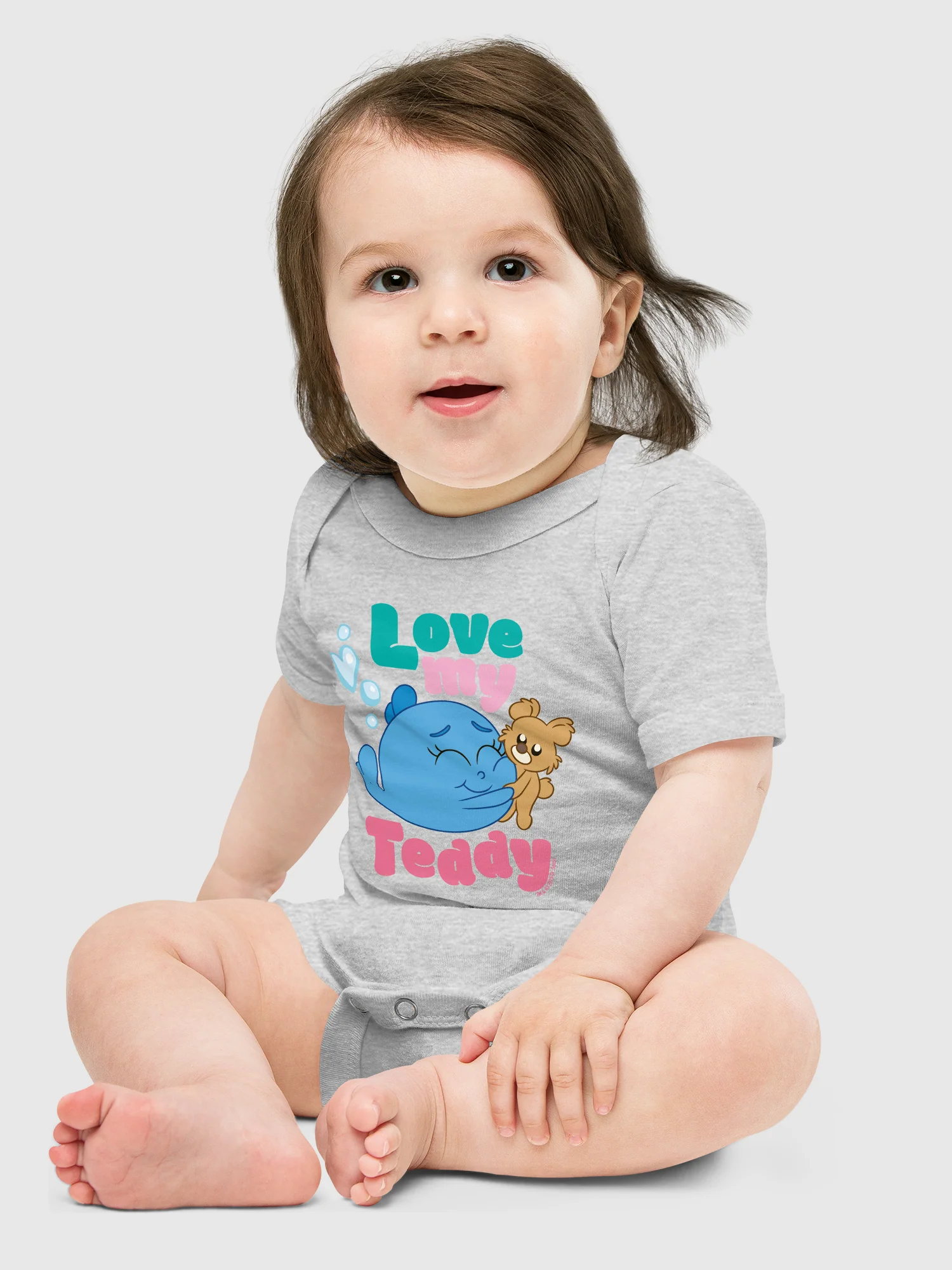 Red Fish, Blue Fish Love My Teddy Baby Bodysuit - Image 3