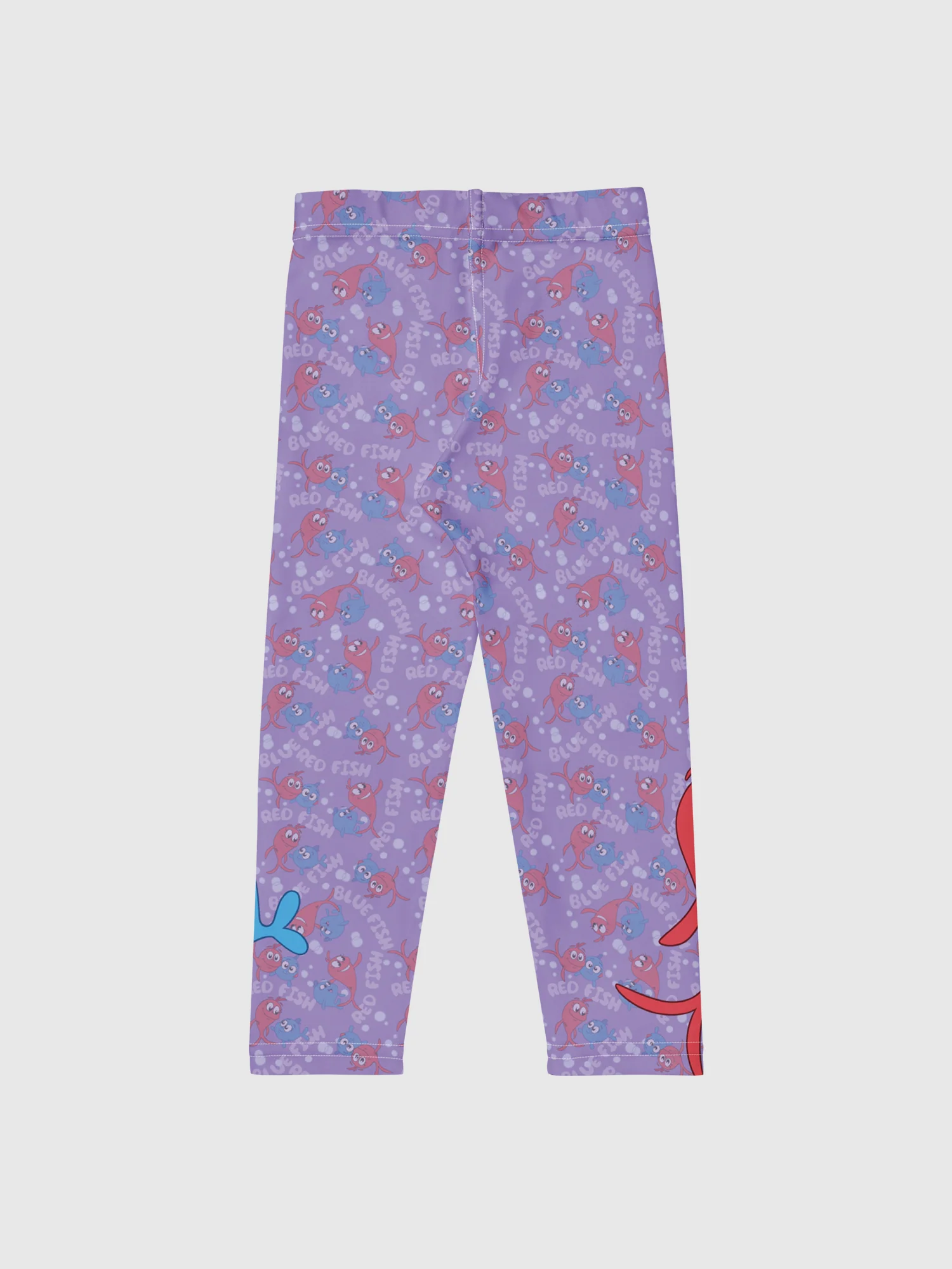Red Fish, Blue Fish Pattern Kids Leggings - Image 3