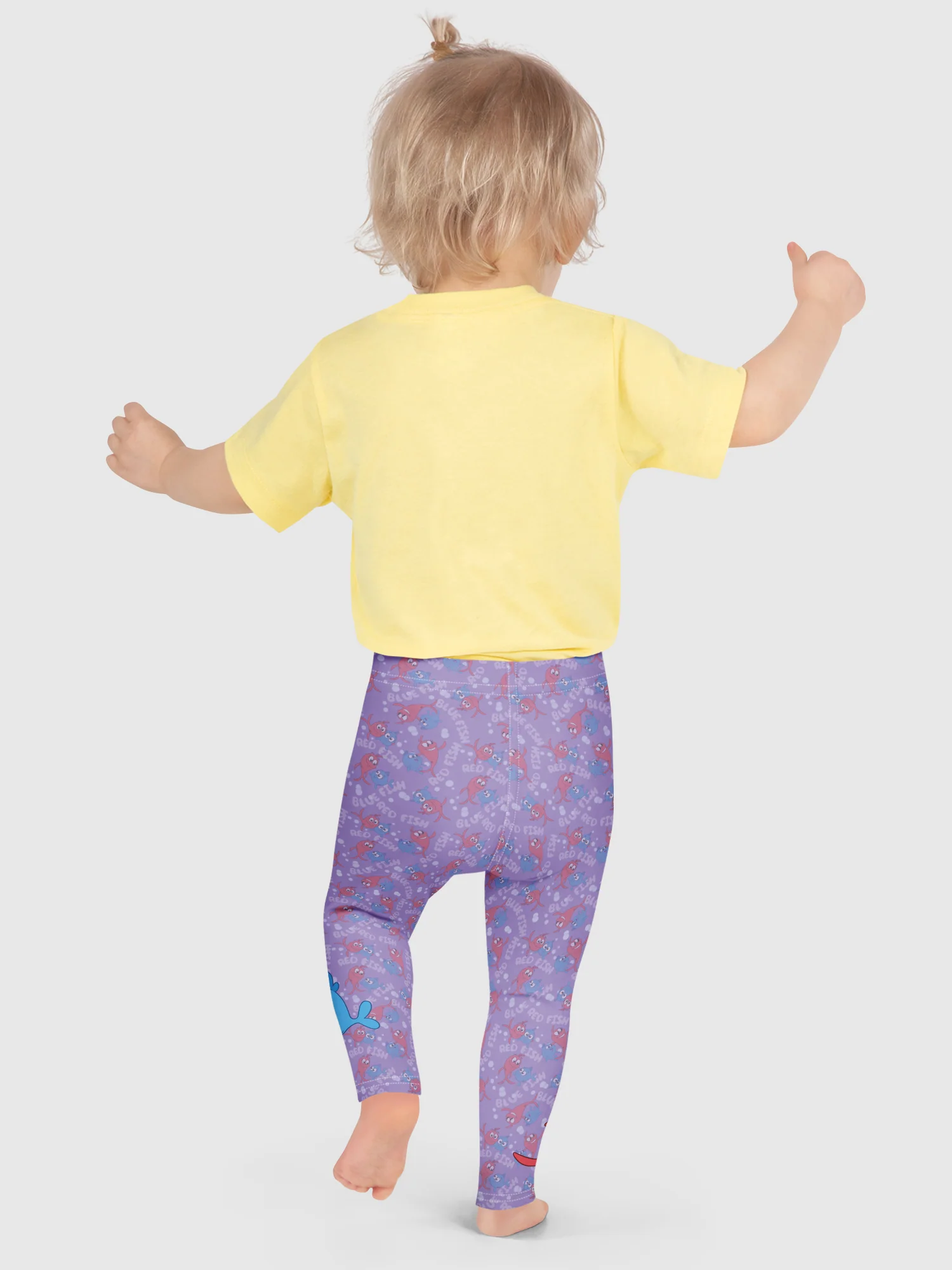 Red Fish, Blue Fish Pattern Kids Leggings - Image 4