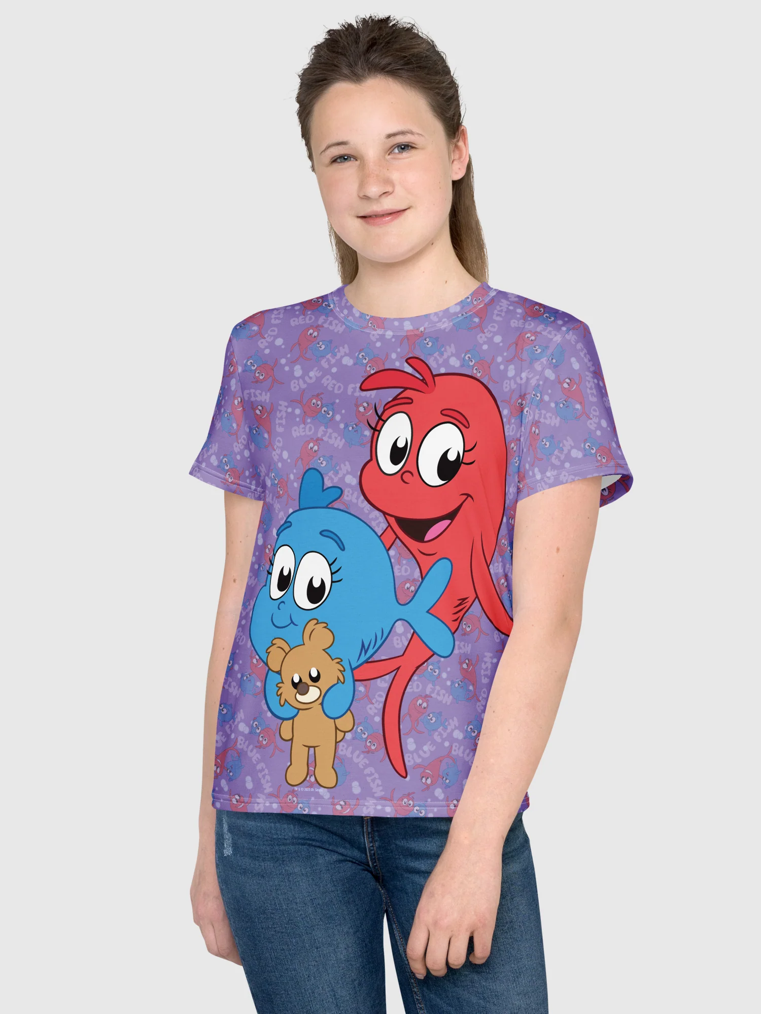Red Fish, Blue Fish Pattern Kids T-Shirt - Image 2