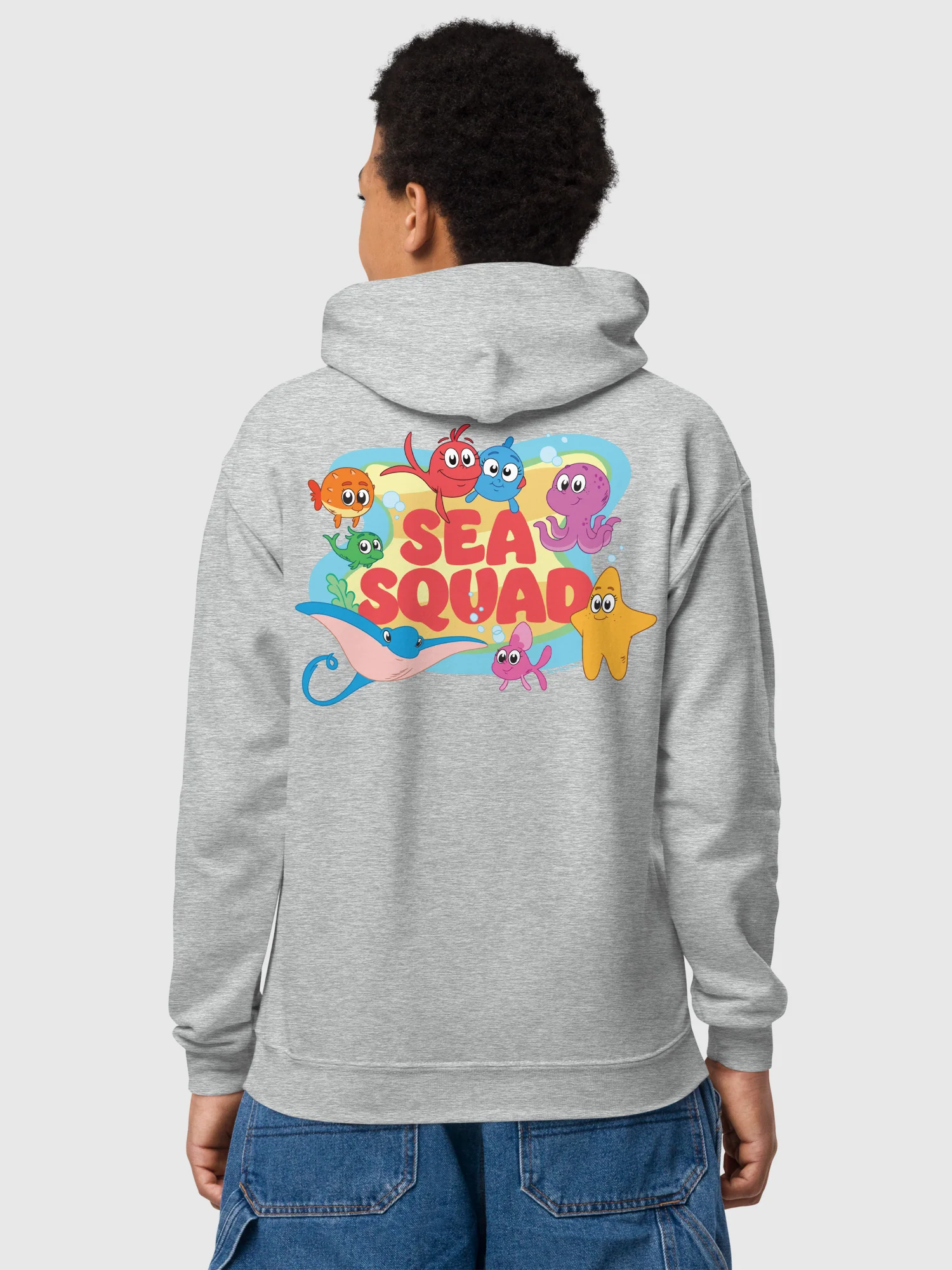 Red Fish, Blue Fish Sea Squad Kids Hoodie - Image 7
