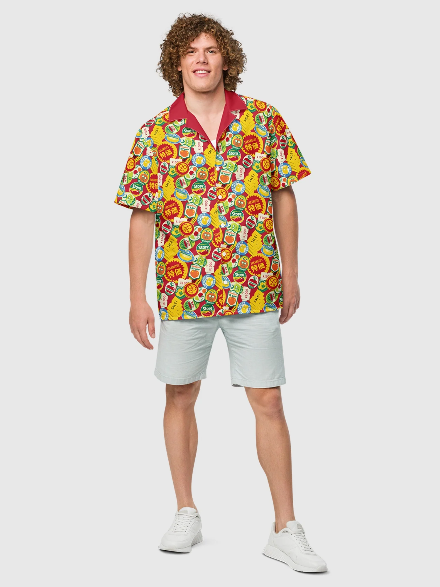 Sakamoto Days Stickers Button Up Shirt - Image 3