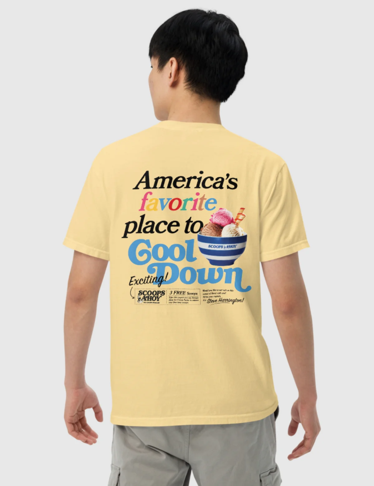 Scoops Ahoy Men’s Cool Down T-Shirt [Yellow] - Image 2