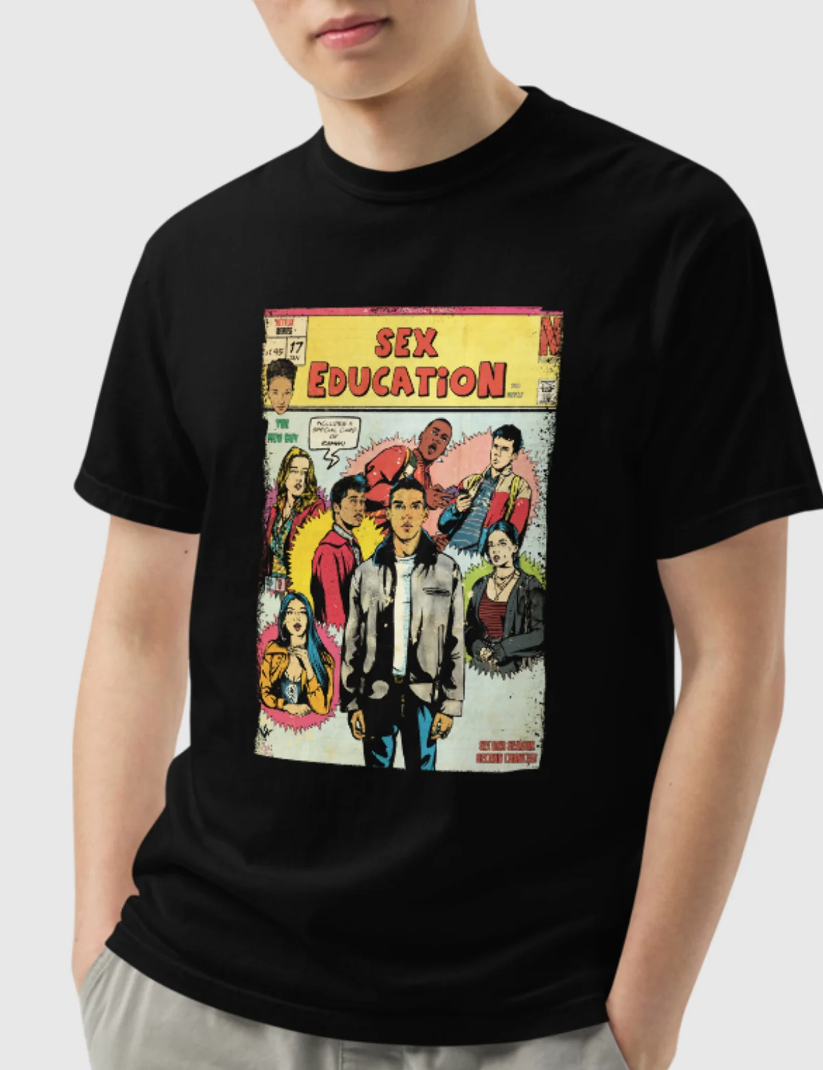 Sex Education Yellow Comic Unisex Heavyweight T-Shirt [Black] - Image 2