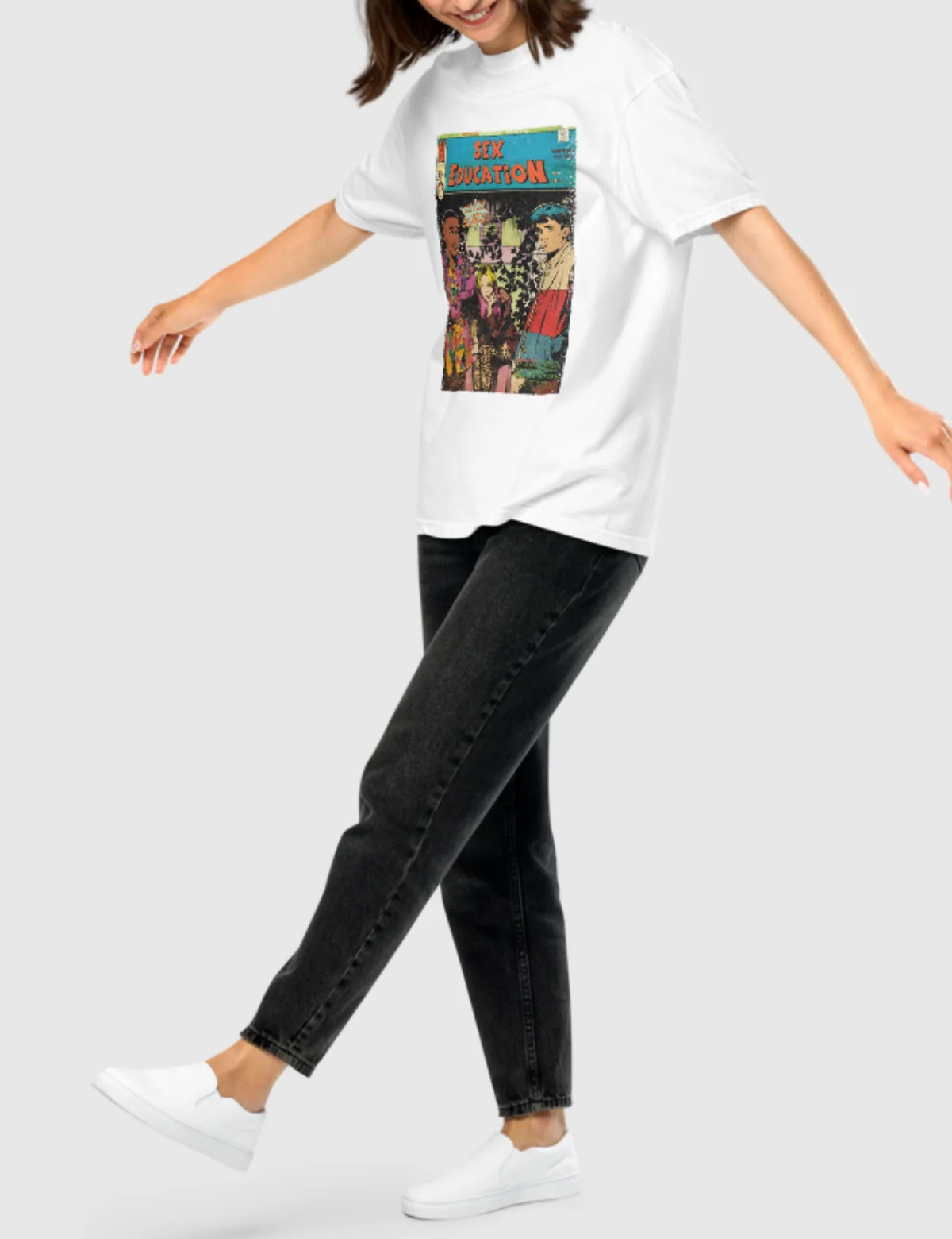 Sex Education Blue Comic Unisex Heavyweight T-Shirt [White] - Image 2