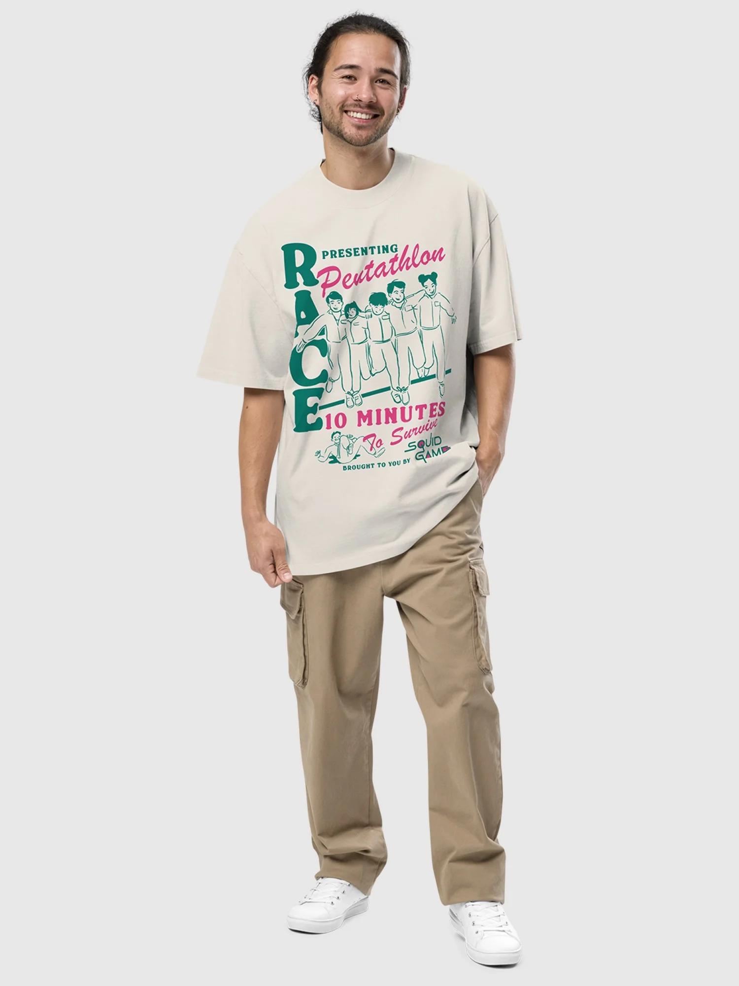 Squid Game Pentathlon Oversized Faded T-Shirt - Image 2