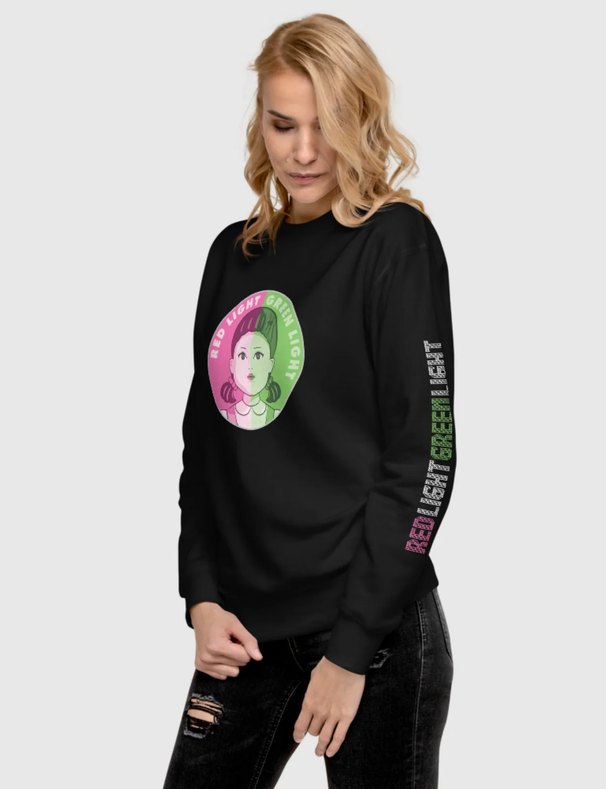 Squid Game Young-Hee Signals Unisex Premium Sweatshirt [Black] - Image 4