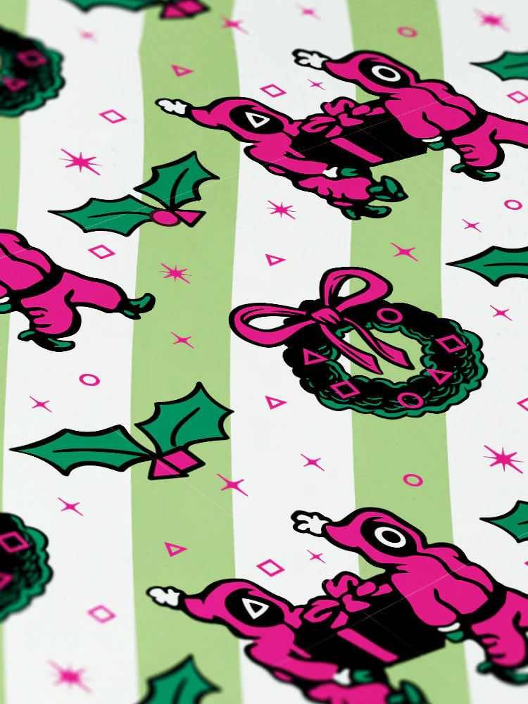Squid Game Wreath Pattern Wrapping Paper - Image 2