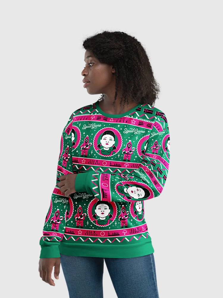 Squid Game Young-Hee Holiday Crewneck Sweatshirt - Image 3