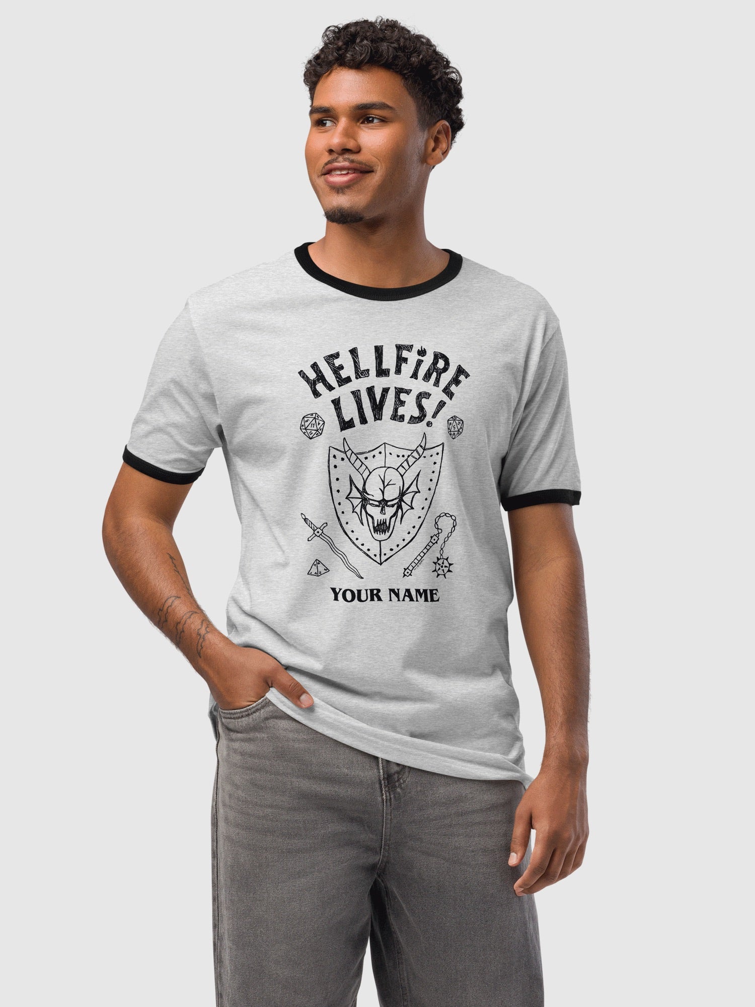 Stranger Things Hellfire Lives Personalized Ringer T-Shirt - Image 2