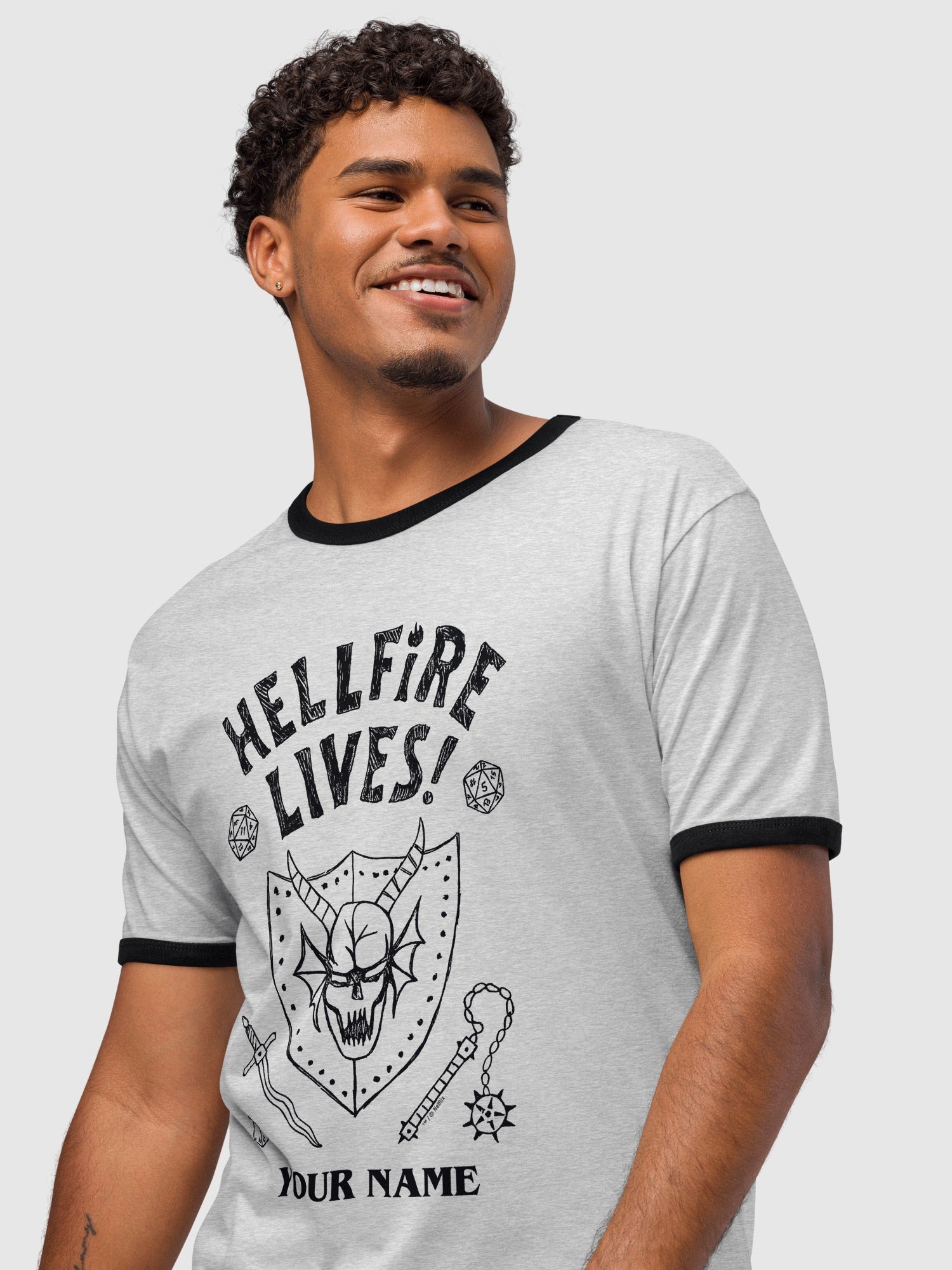 Stranger Things Hellfire Lives Personalized Ringer T-Shirt - Image 3