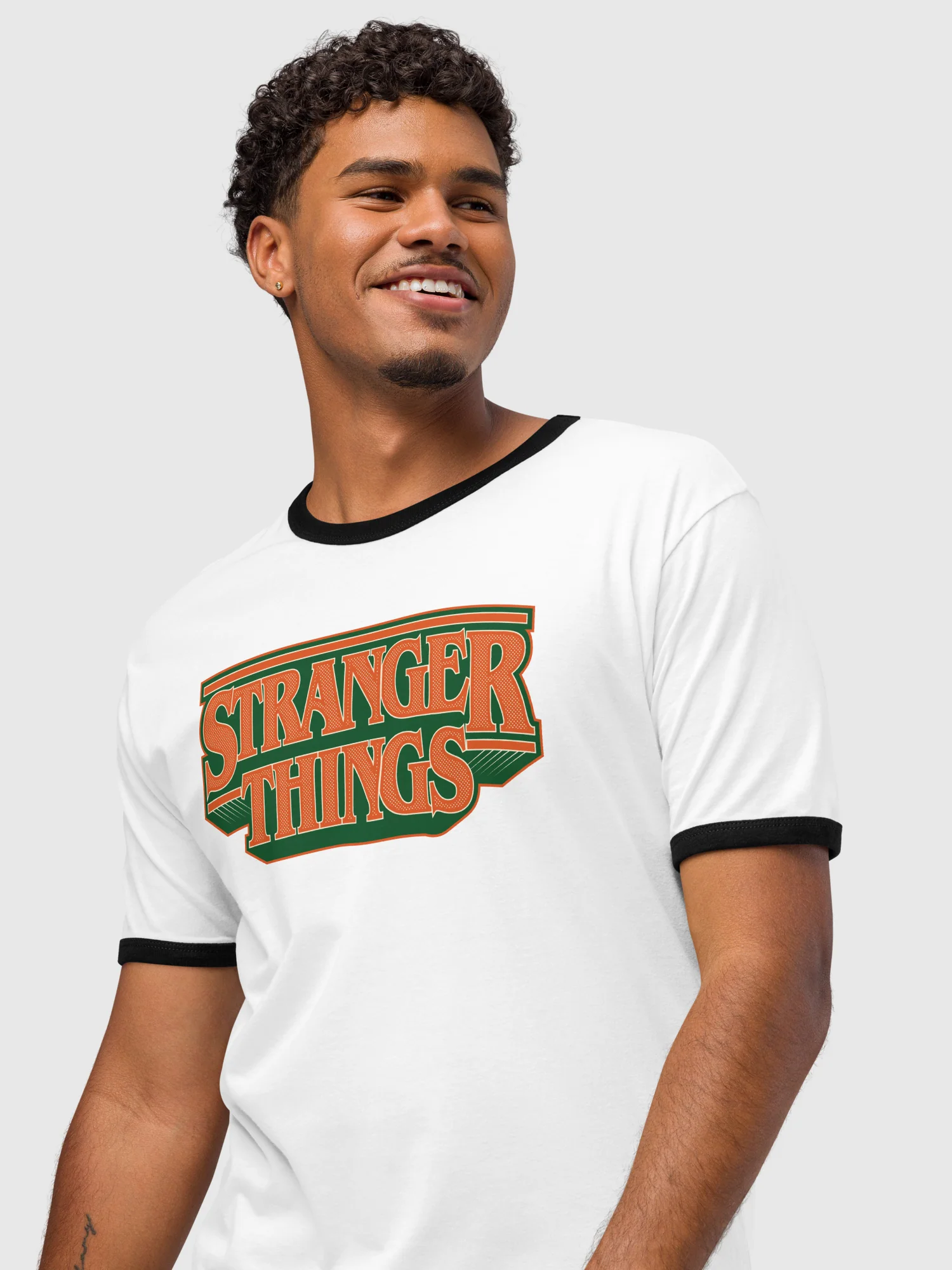 Stranger Things Arched Logo Ringer T-Shirt - Image 5