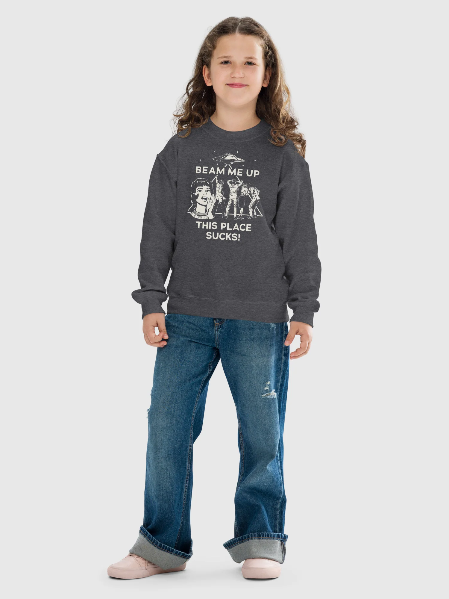 Stranger Things Beam Me Up Kids Sweatshirt - Image 3