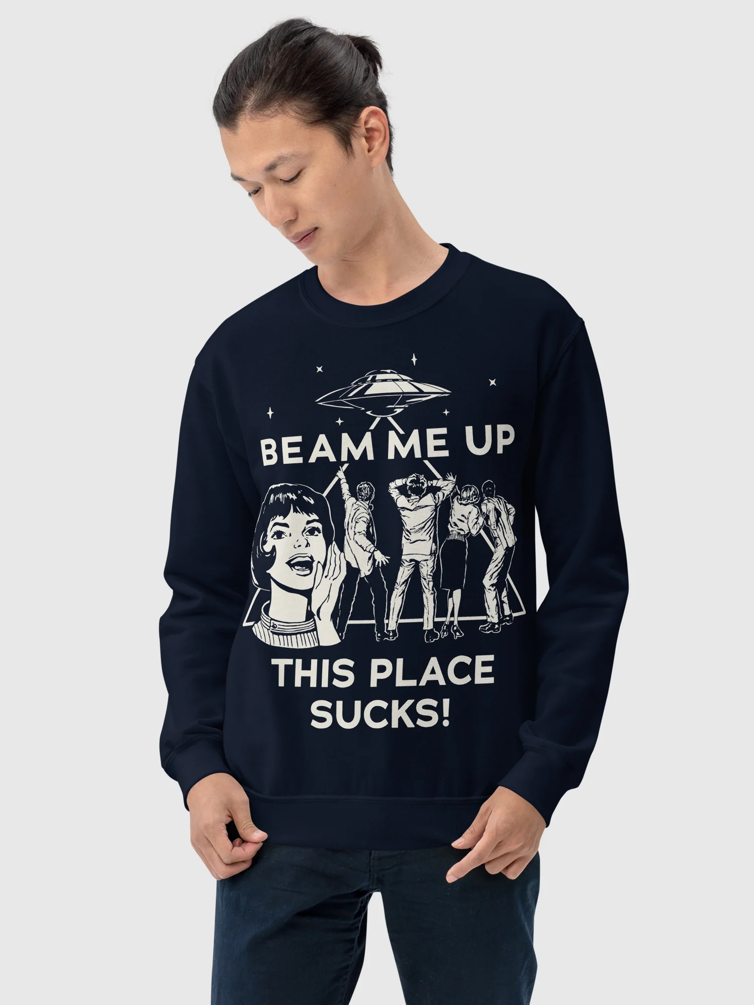 Stranger Things Beam Me Up This Place Sucks Sweatshirt - Image 3