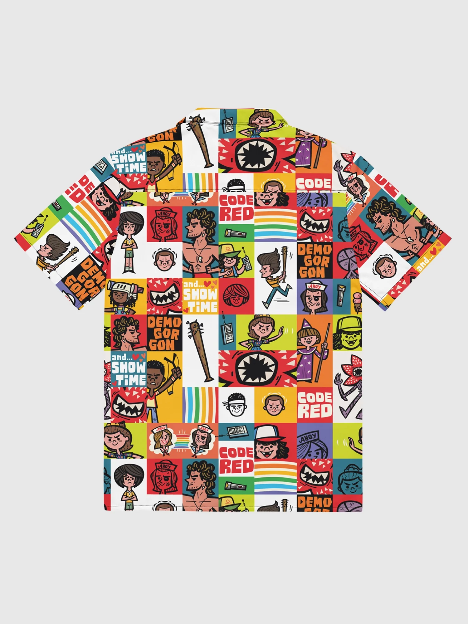 Stranger Things Cartoon Pattern Button Up Shirt - Image 2