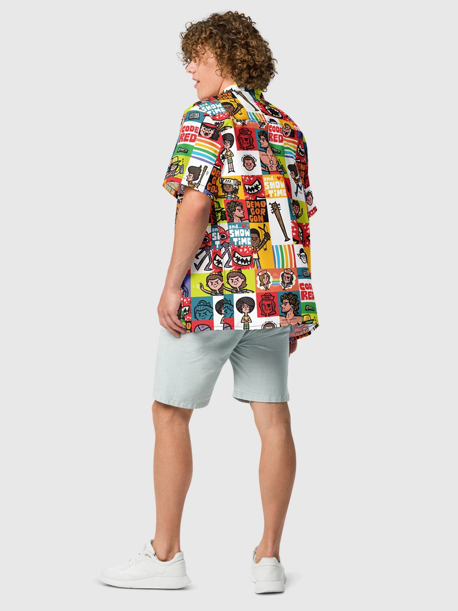 Stranger Things Cartoon Pattern Button Up Shirt - Image 4